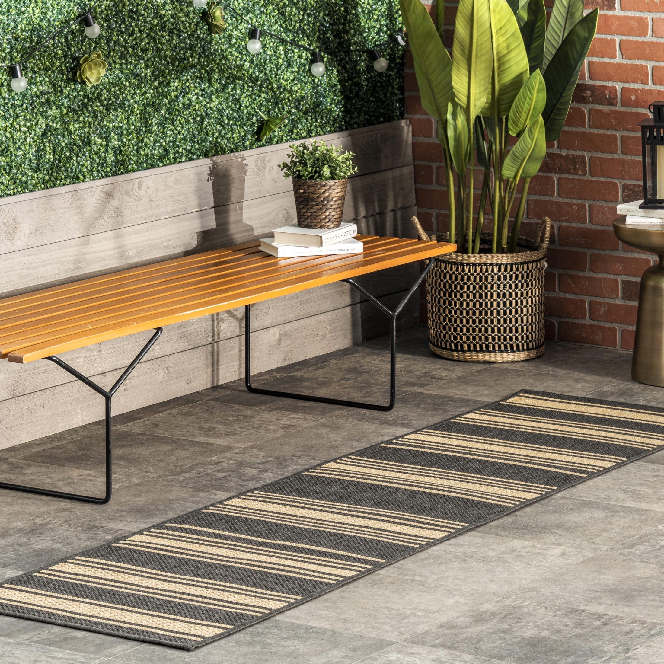 Nuloom Romy Striped Indoor/Outdoor Area Rug, Runner 2' x 8', Charcoal