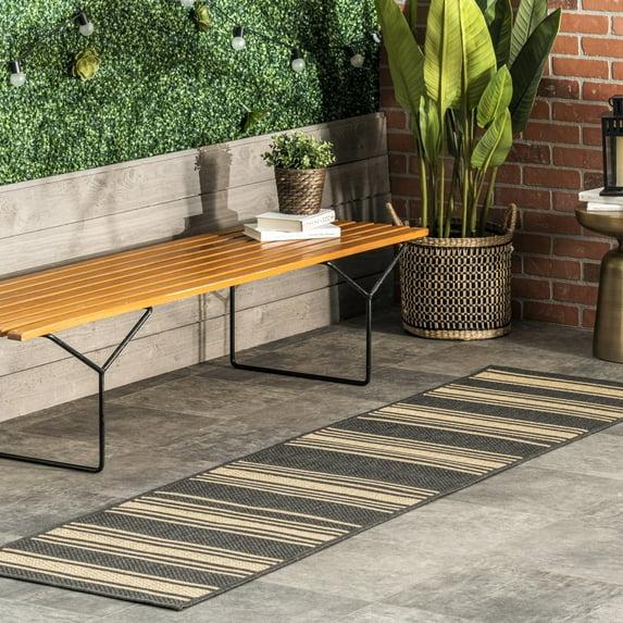 Nuloom Romy Striped Indoor/Outdoor Area Rug, Runner 2' x 8', Charcoal
