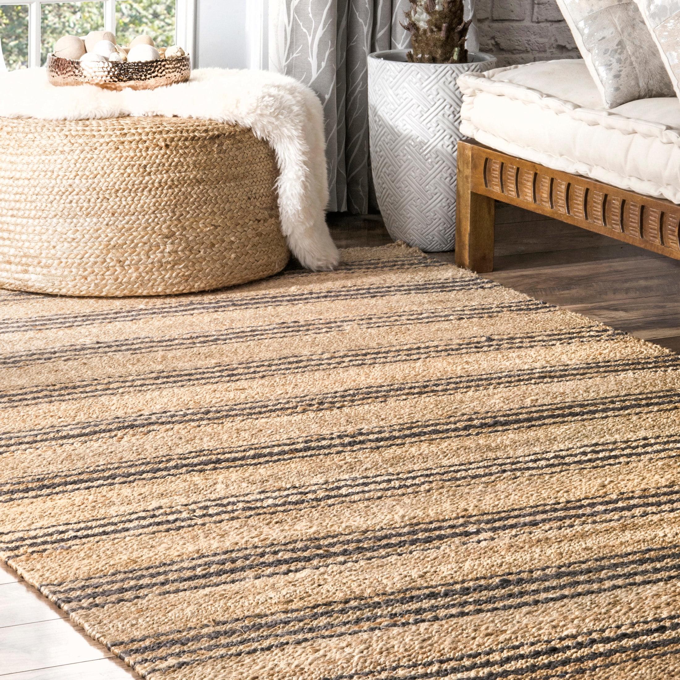 Nuloom Sycamore Striped Jute Area Rug, Square 8' x 8', Natural
