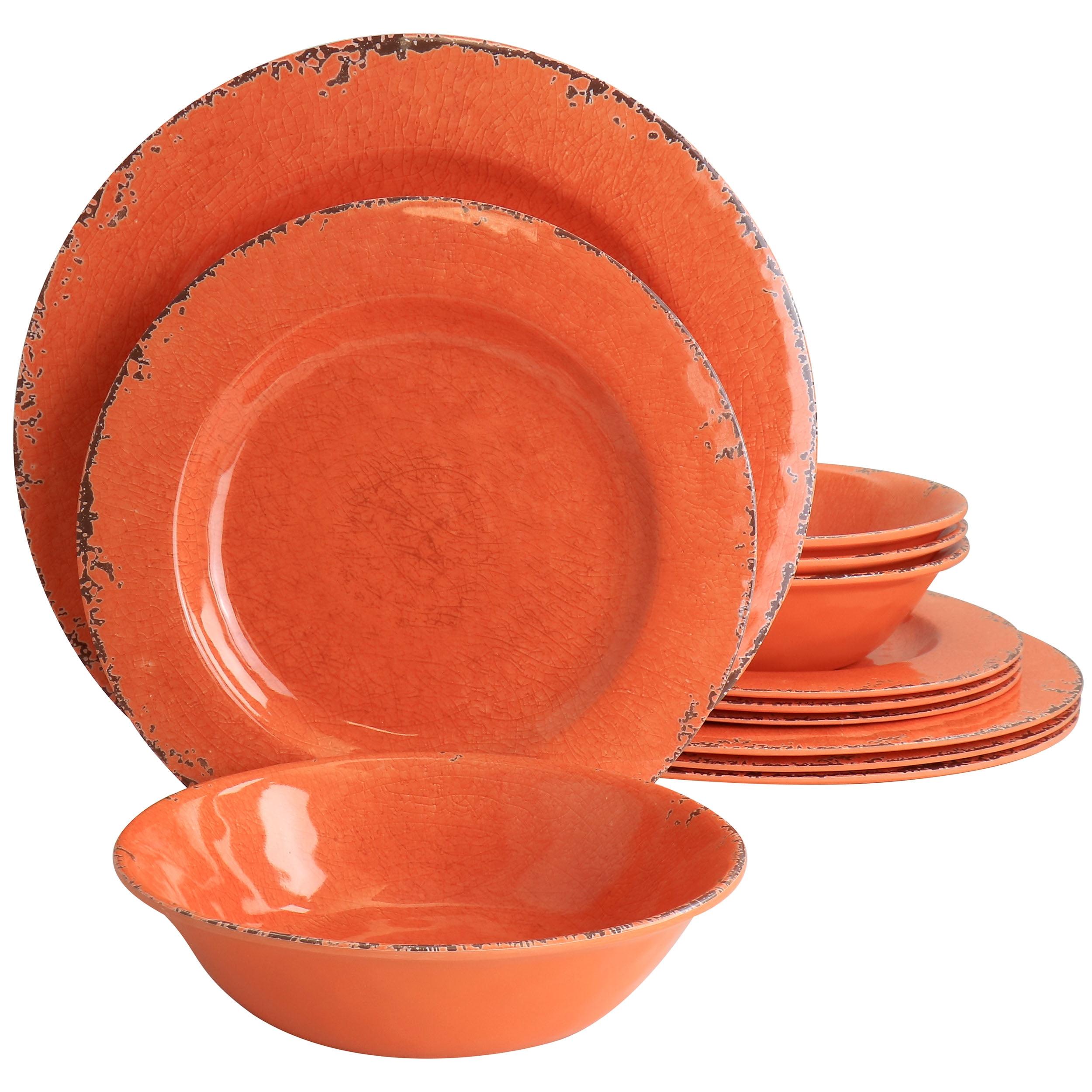 12 Piece Melamine Dinnerware Set, Service for 4