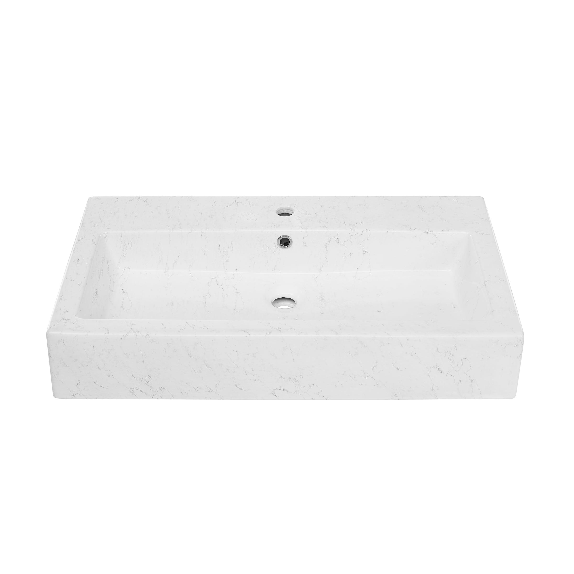 Lausanne Wide White Ceramic Rectangle Vessel Sink