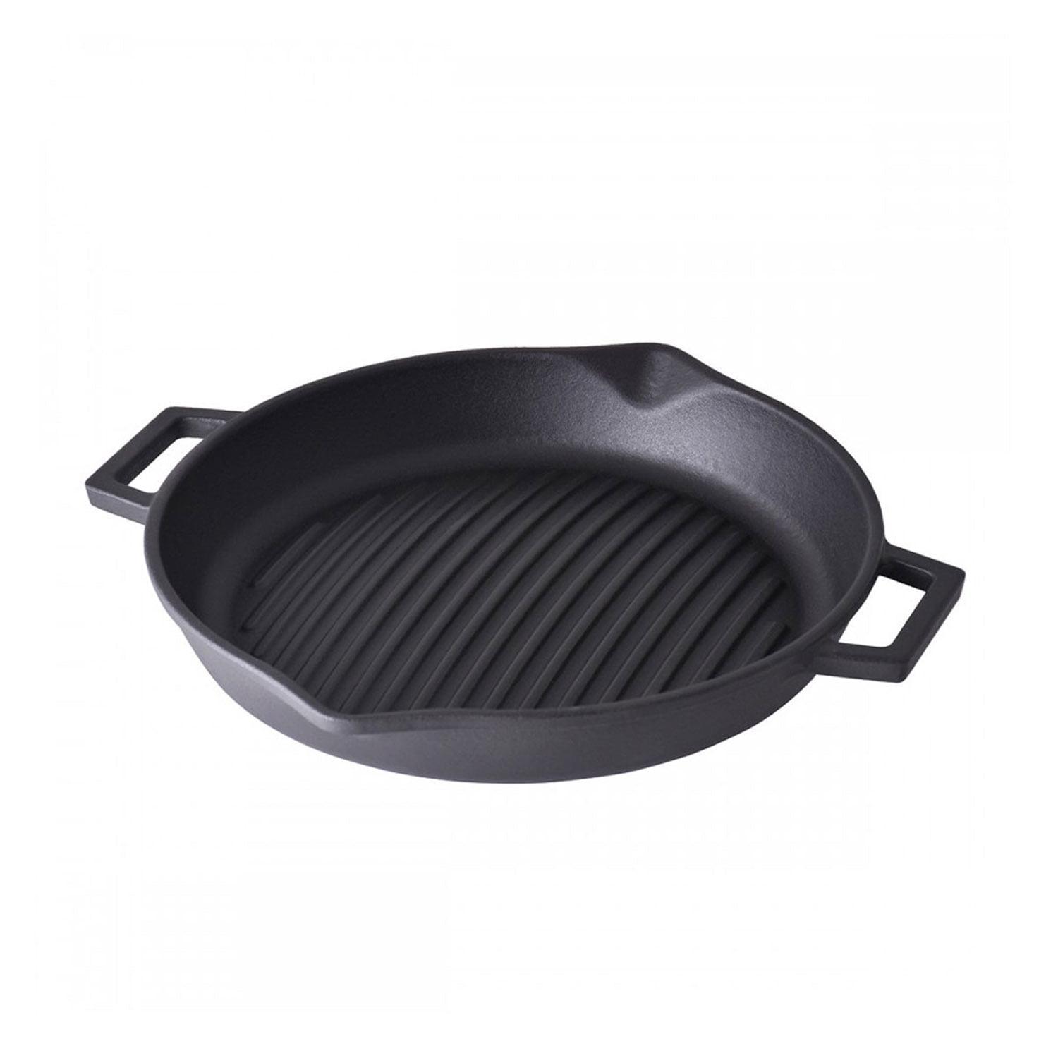 LAVA CAST IRON Lava Enameled Cast Iron Grill Pan 12 inch-Concave-Round with Pour Spouts