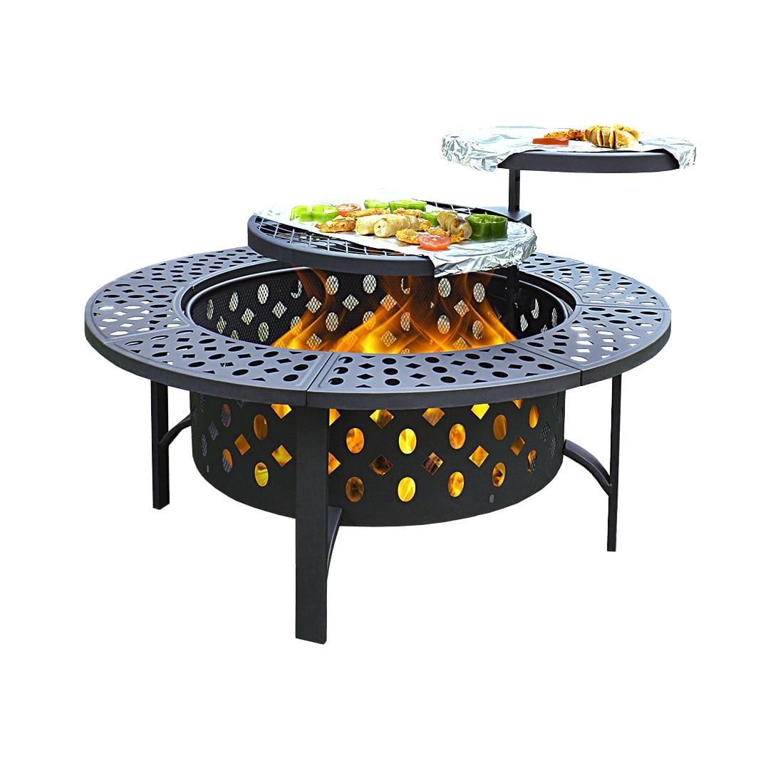 Lava Star 36" Black Metal Wood Burning Fire Pit Table