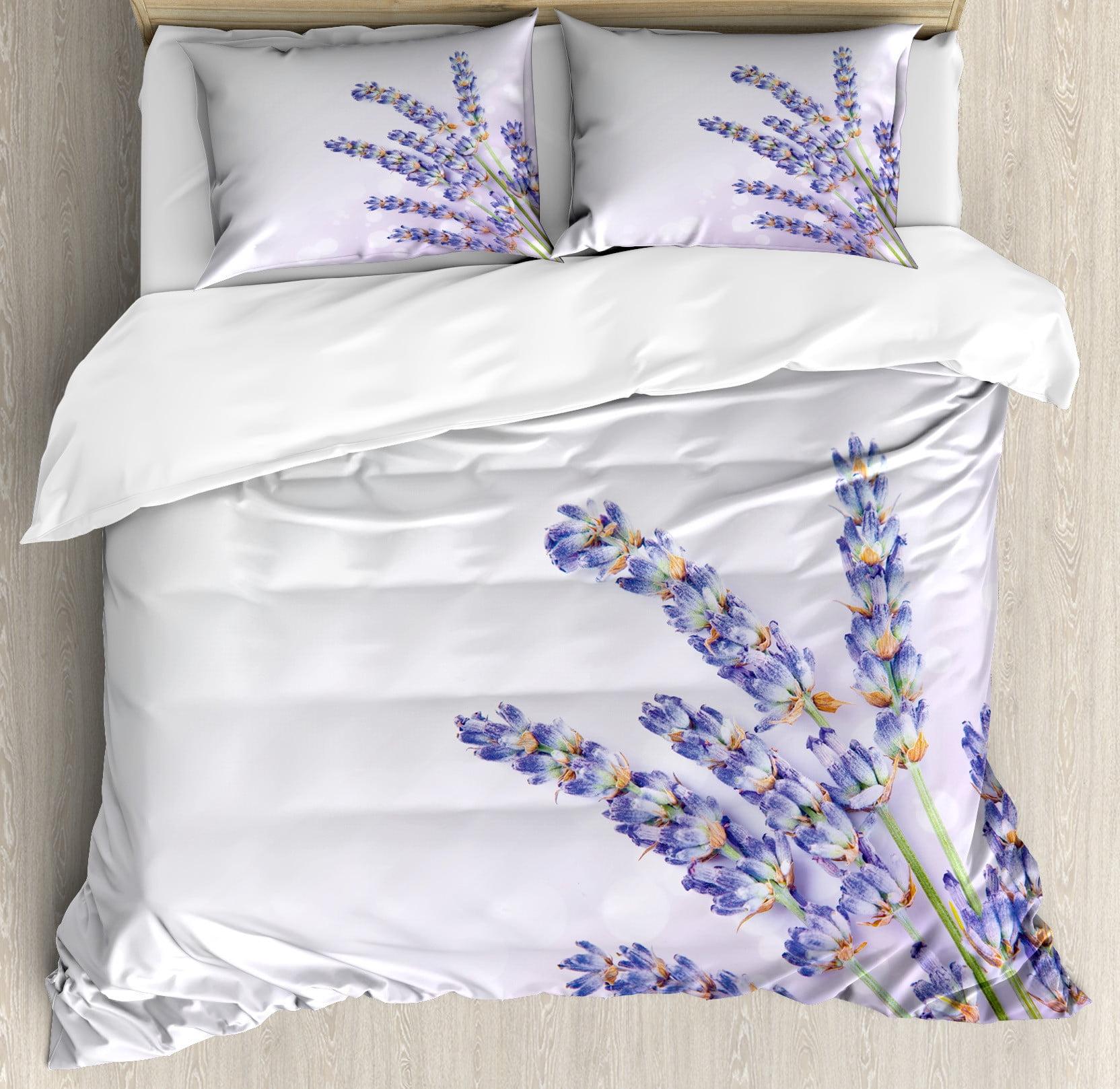 Lavender Floral Organic Cotton Queen Duvet Cover Set