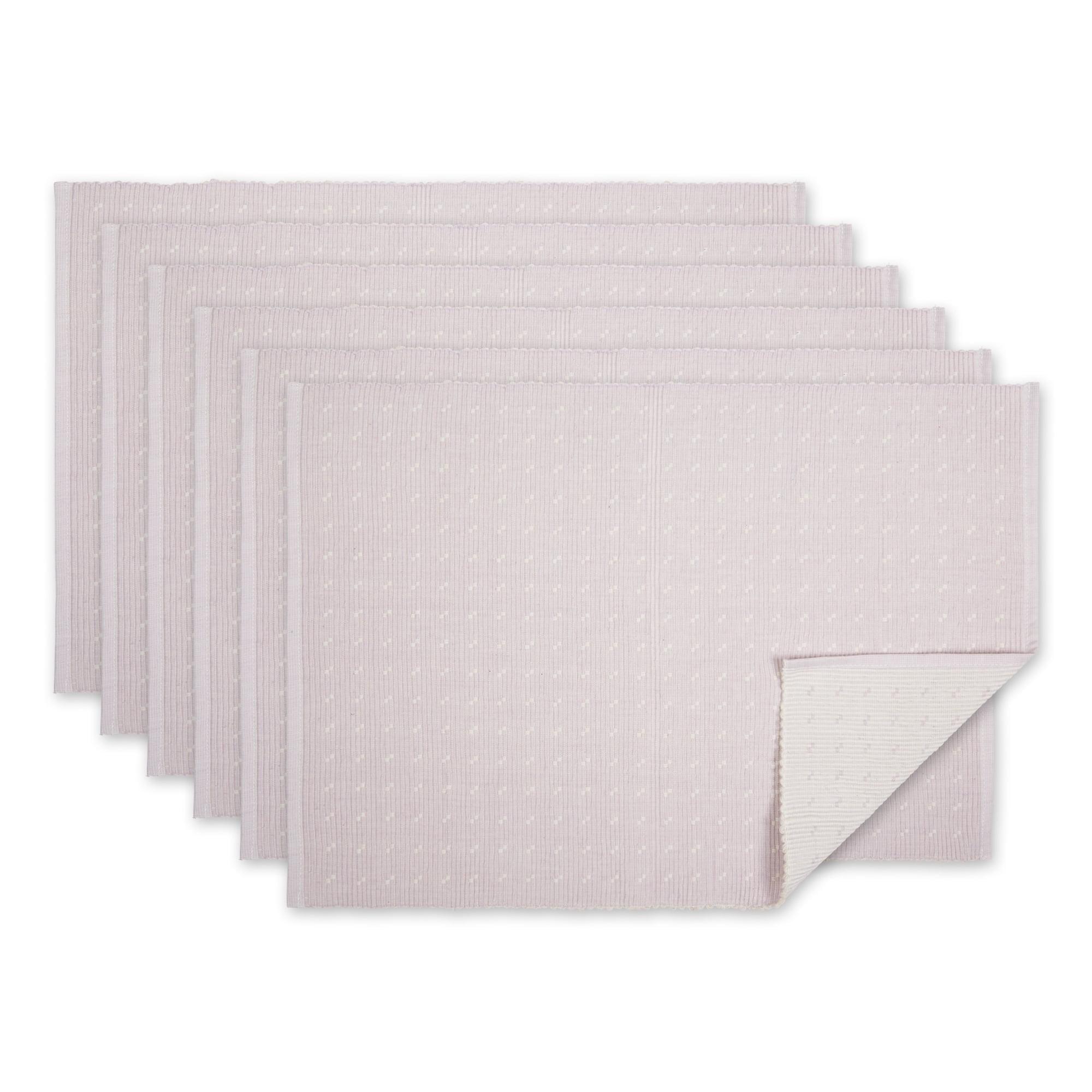 Lavender Fog Cotton Ribbed Dobby Dots Placemat Set