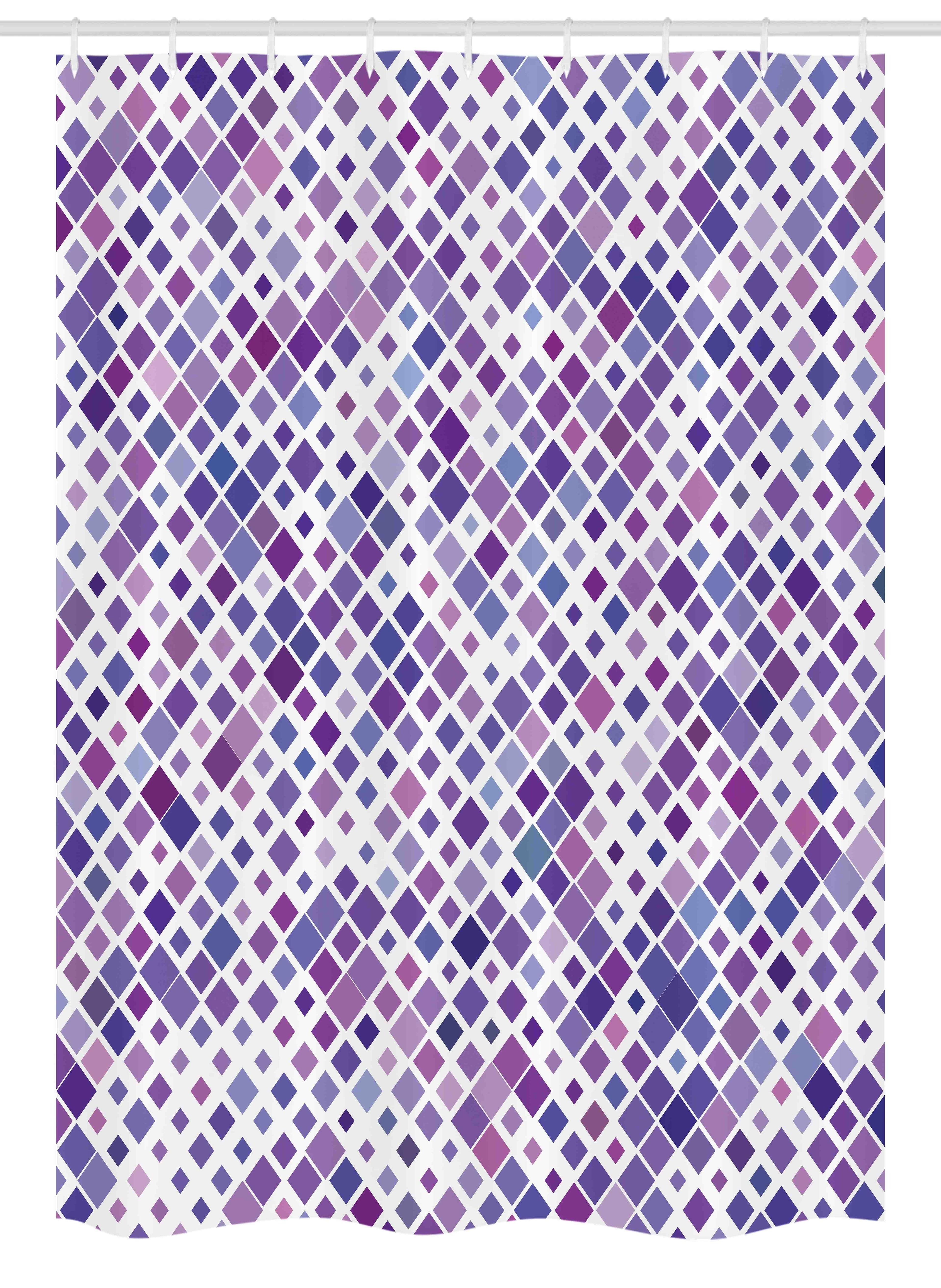 Violet Geometric Waterproof Fabric Shower Curtain with Hooks