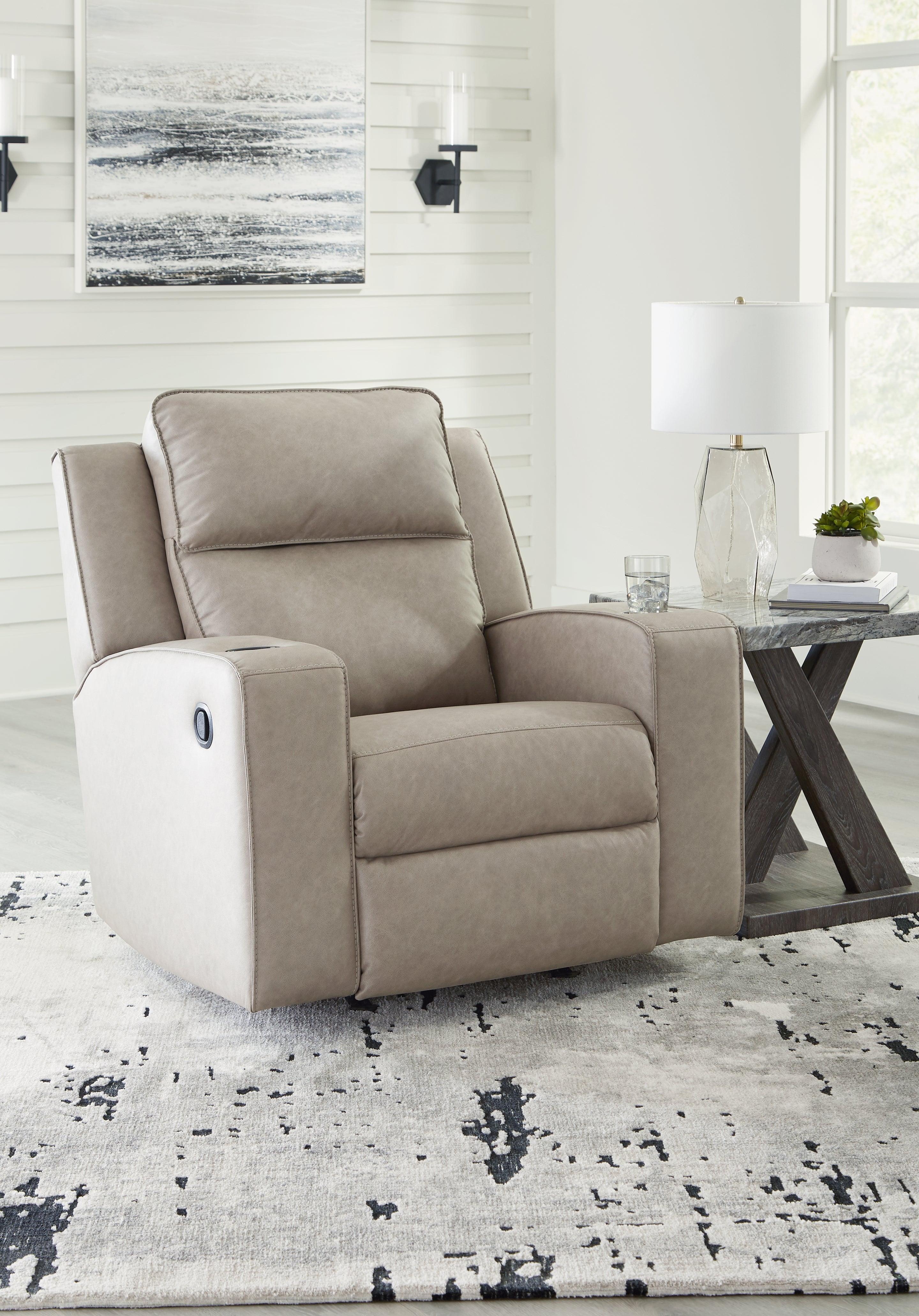 Pebble Faux Leather Manual Recliner with Cup Holders