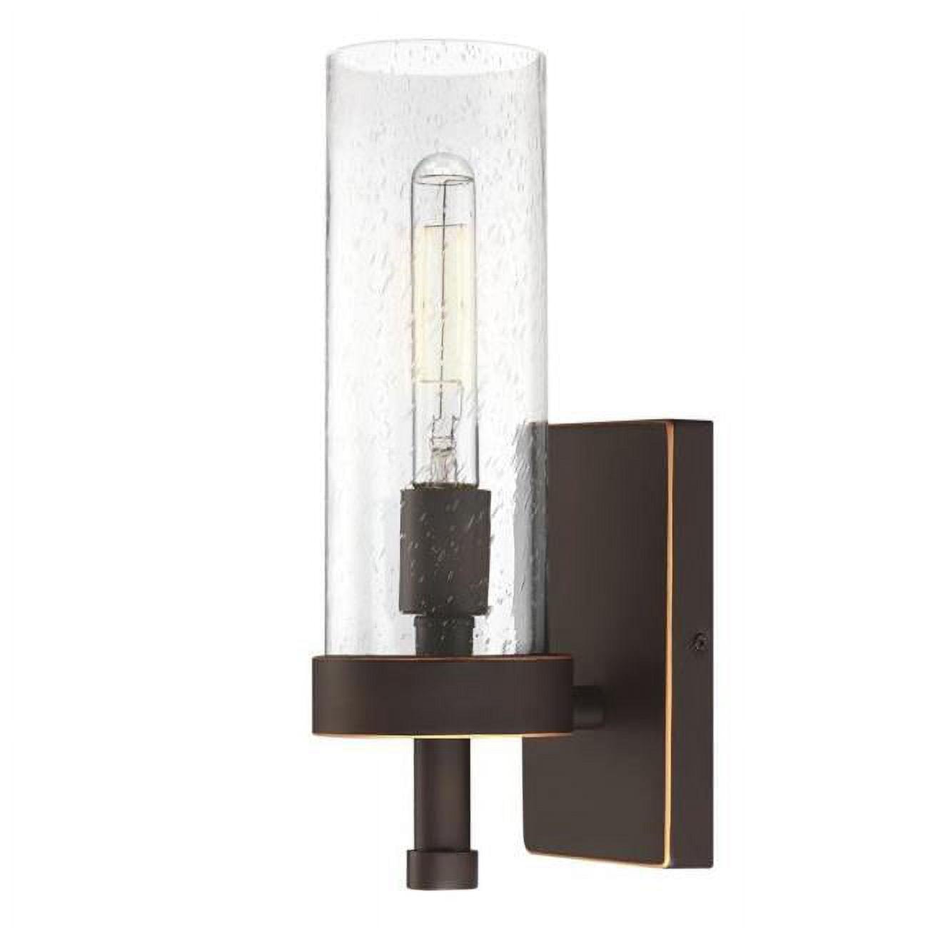 Elegant Lavina Oil-Rubbed Bronze Cylinder Wall Sconce with Seeded Glass