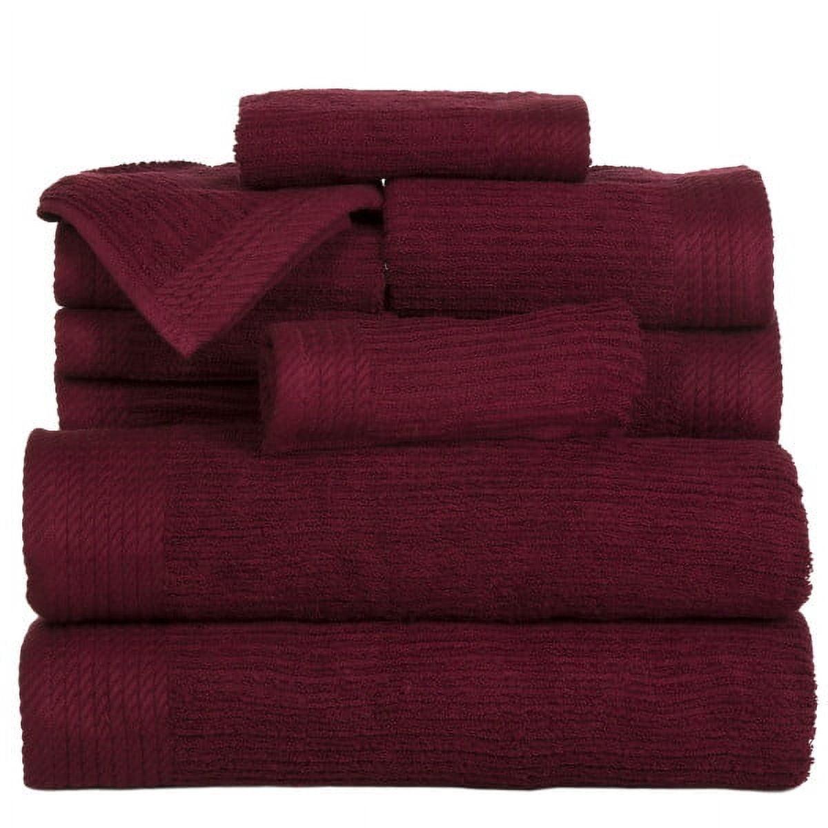 Luxurious Burgundy Egyptian Cotton Ribbed Towel Set