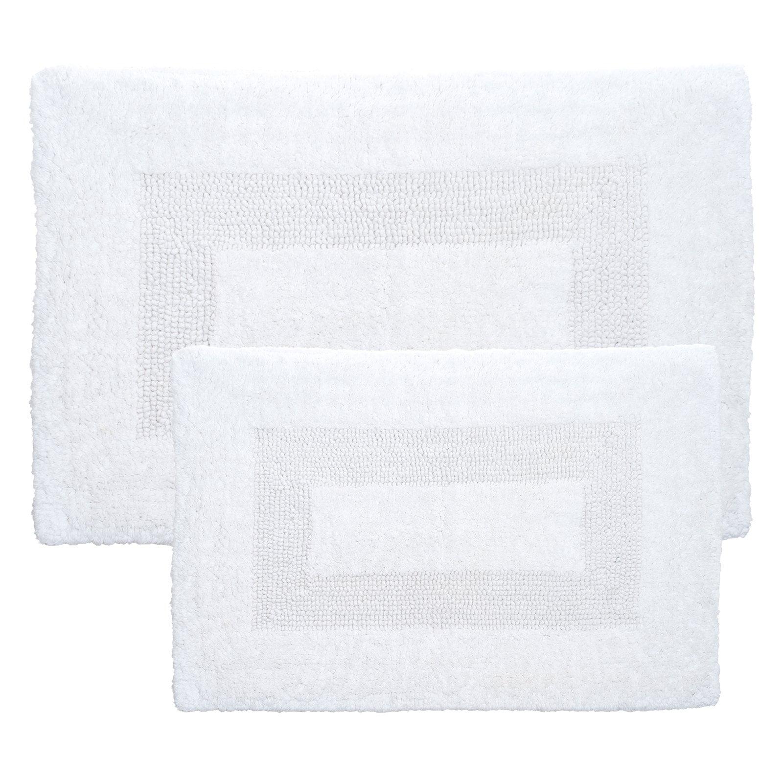 White Cotton 2-Piece Reversible Bath Rug Set