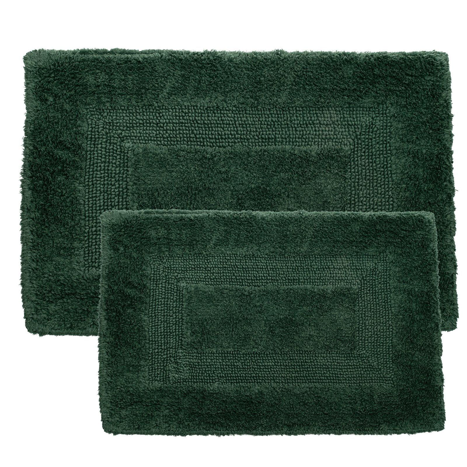 Green 2-Piece Reversible Cotton Bath Rug Set