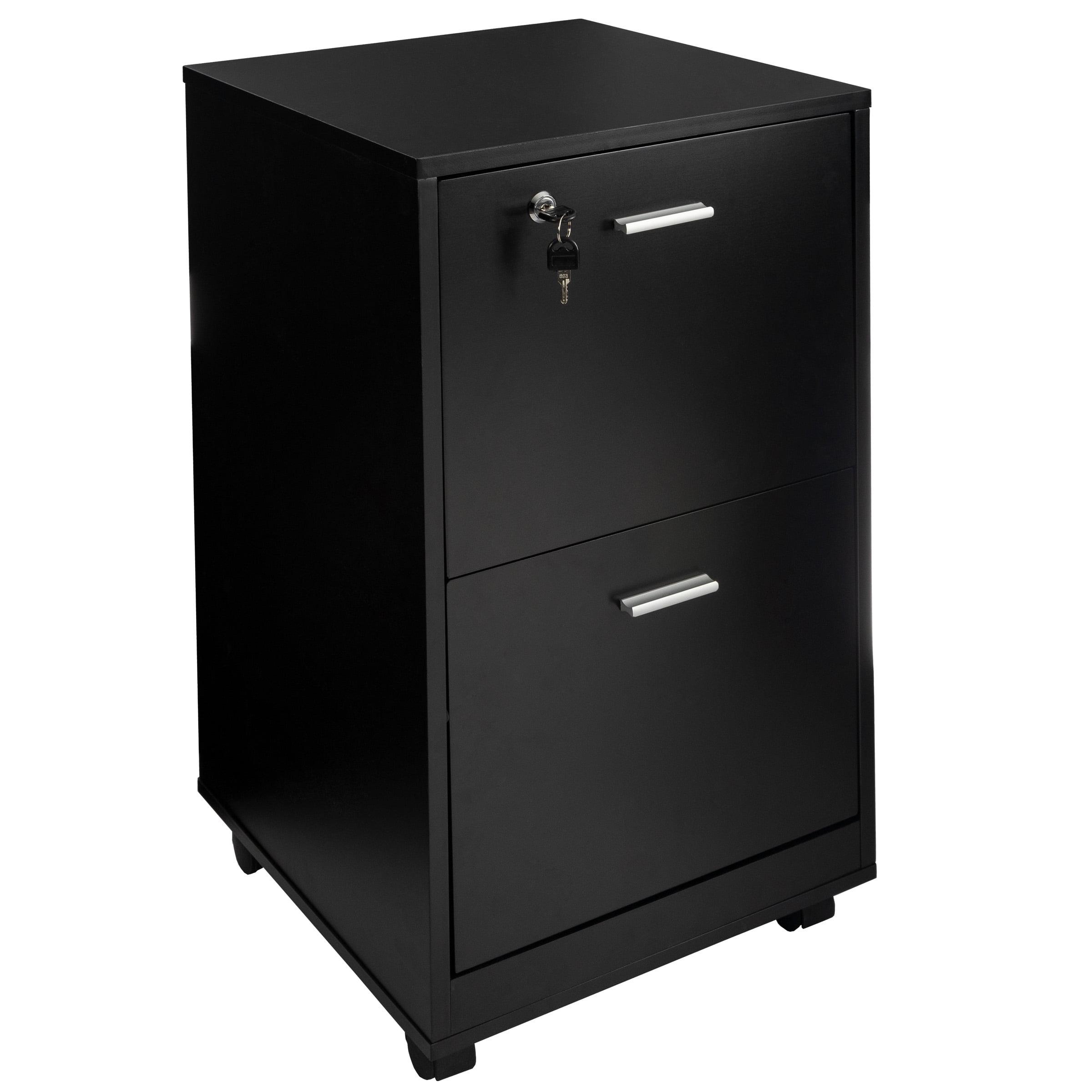 Lavish Home 2-Drawer File Cabinet with Lock and Rolling Wheels (Black)