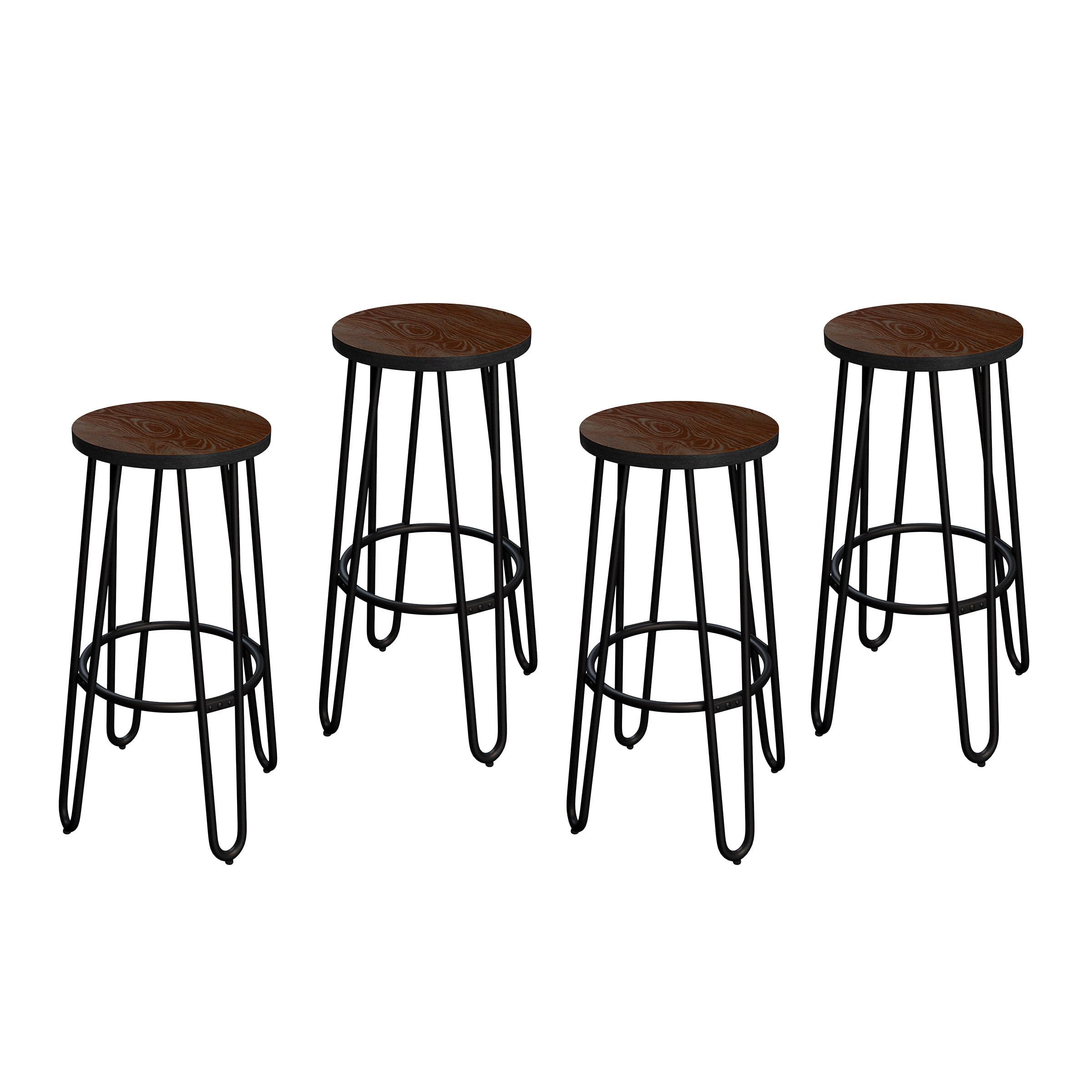 Rustic Elm 24-Inch Backless Counter Stool with Hairpin Metal Legs