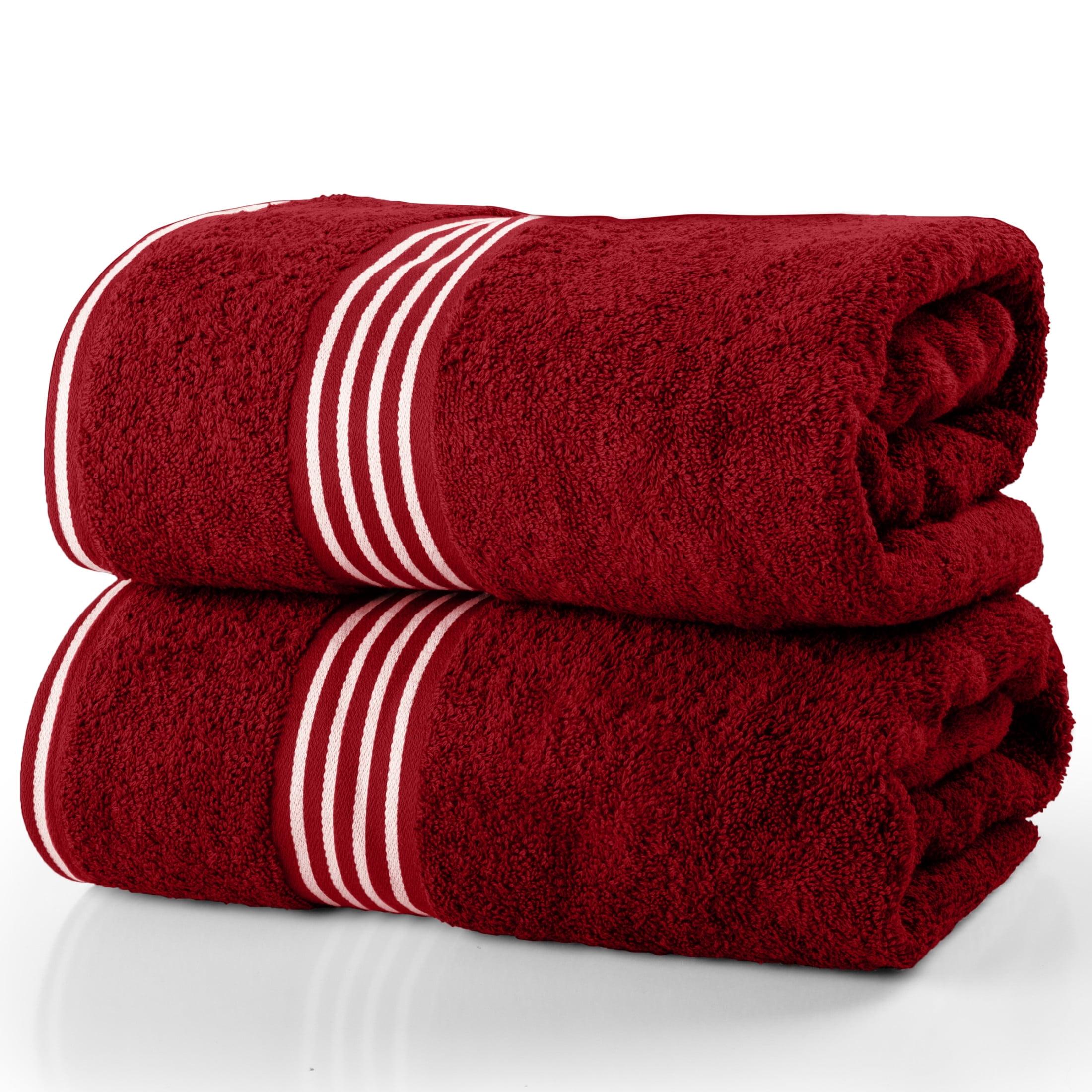 Lavish Home Luxury Cotton Bath Towels, Burgundy