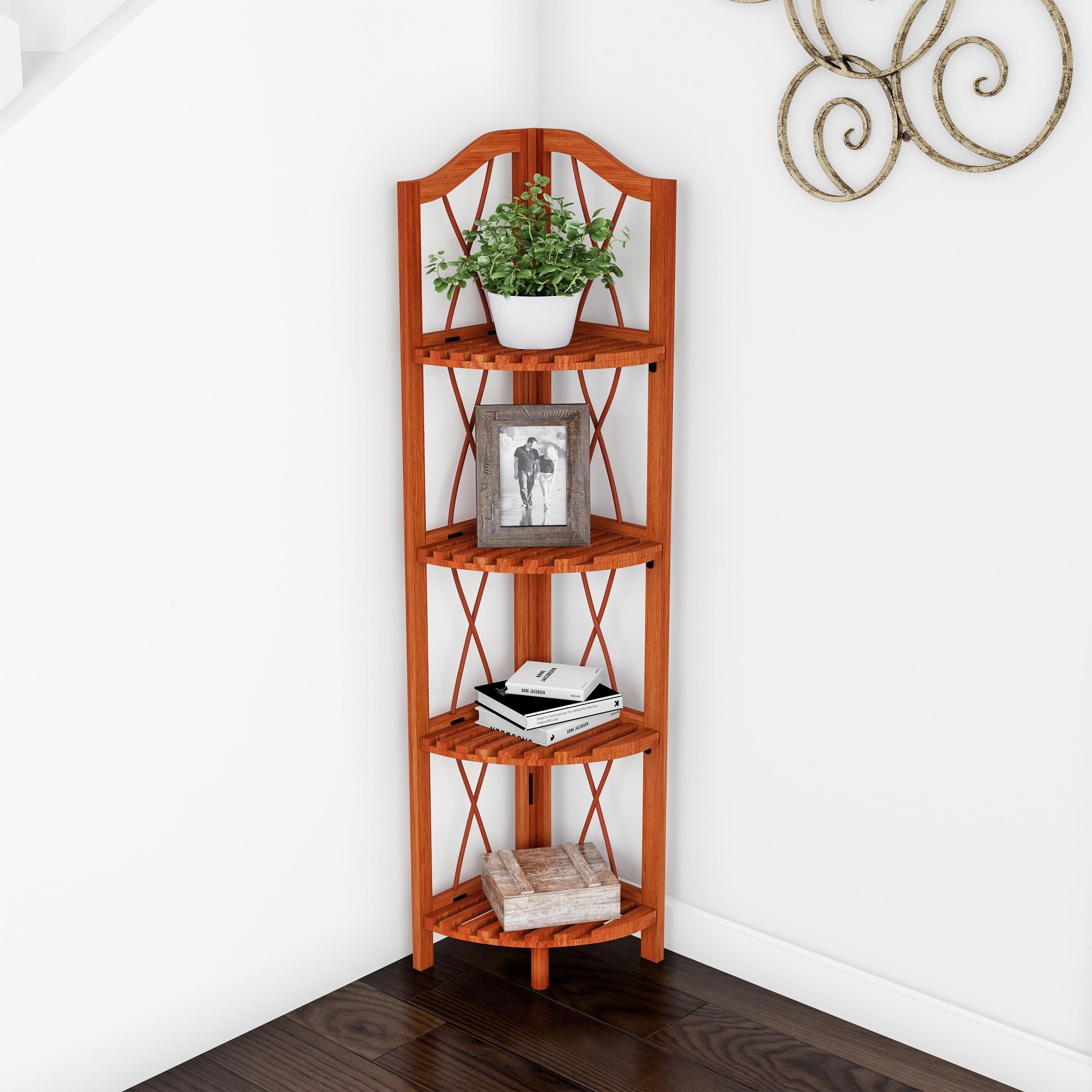 Lavish Home Lavish Home 4-Tier Wooden Folding Corner Bookshelf