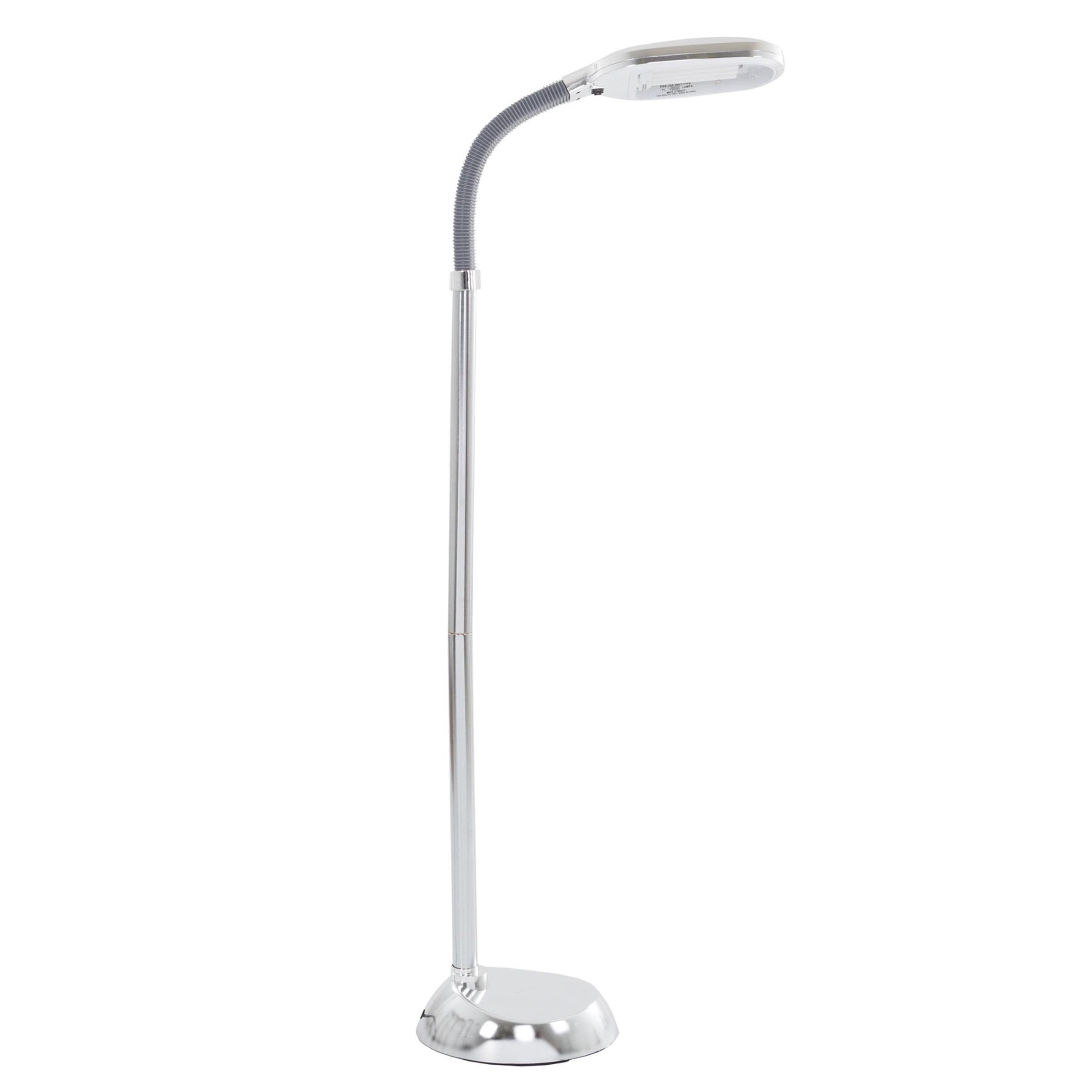 Adjustable Silver Arc Floor Lamp with Gooseneck