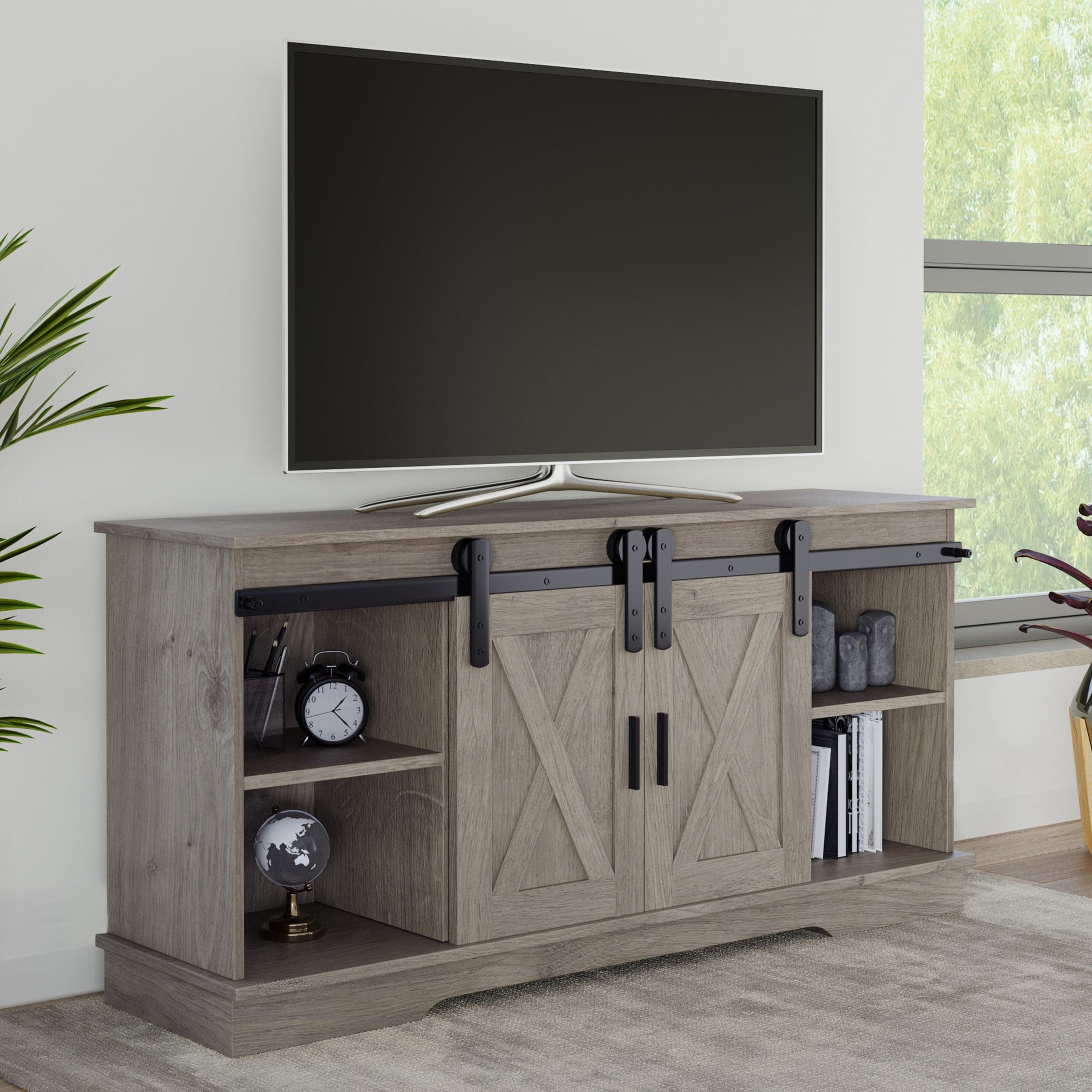 Lavish Home 65-inch TV Stand – 2-Door Entertainment Center, Adjustable Media Console Shelves, Cable Management, Farmhouse Style