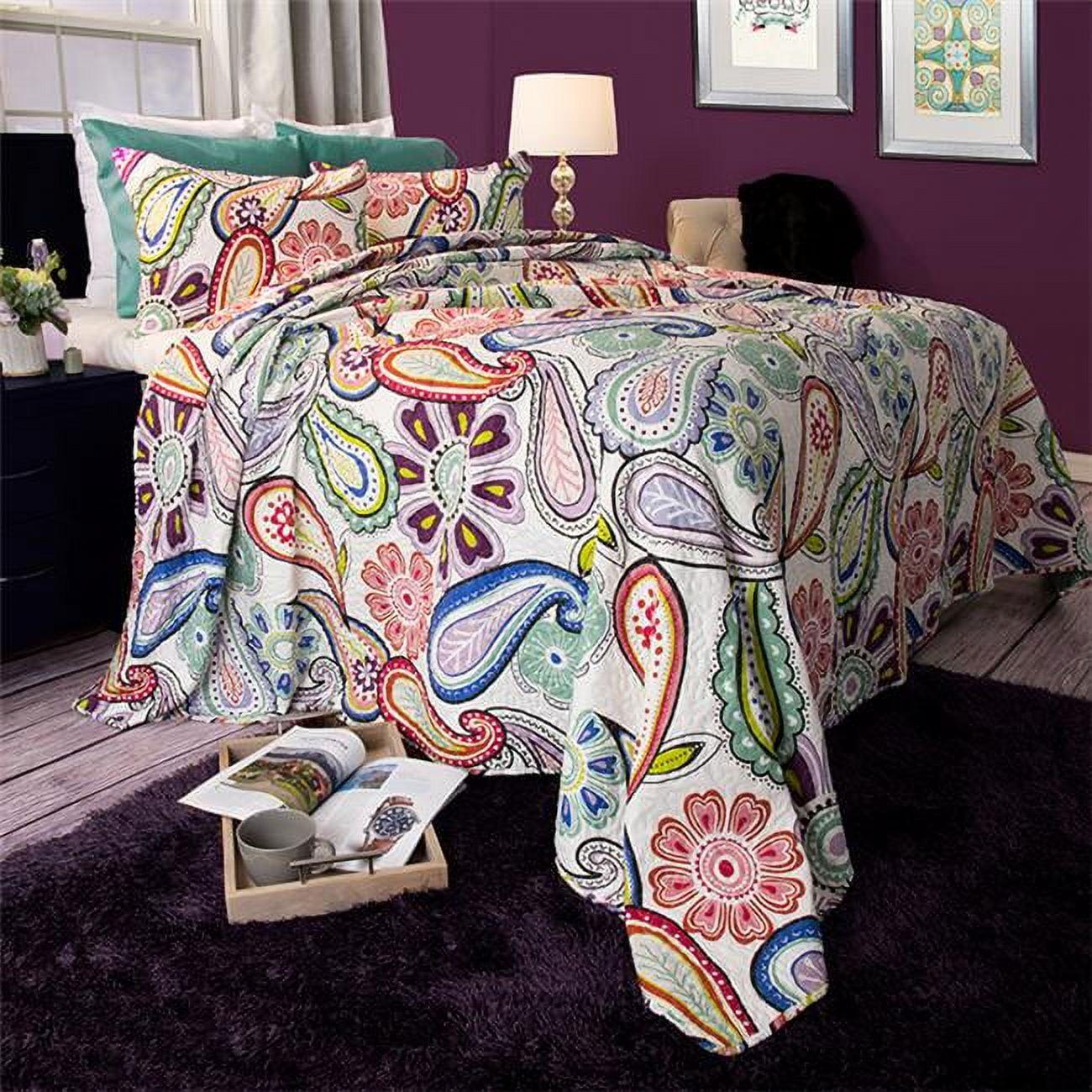 Full/Queen Paisley Purple Microfiber Quilt Set