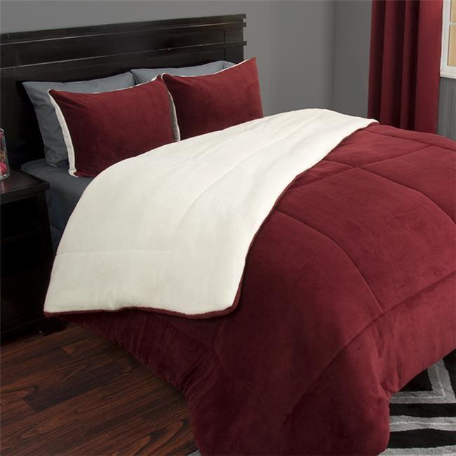 Lavish Home Sherpa Bedding Set - Fleece Bedspread with Pillow Shams Comforter Set - Warm, Cozy Bedding