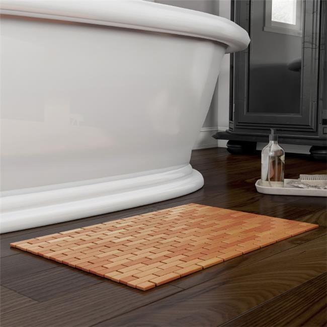 Lavish Home 67-BAMB-2 Bamboo Bath Mat-Eco-Friendly Natural Wooden Non-Slip Roll Up Lattice Design Mat