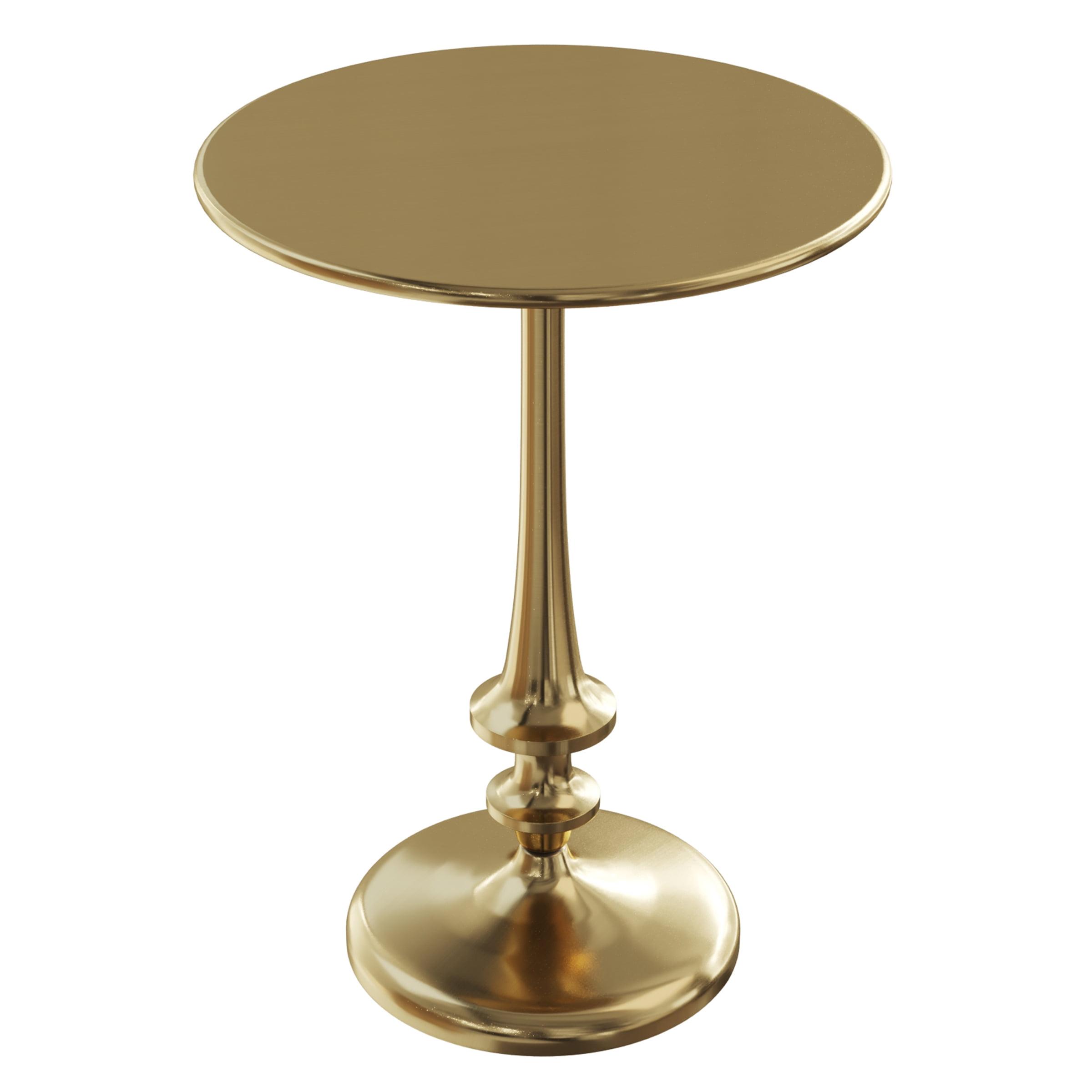 Side Table - Iron Pedestal Table with Antiqued Brass Finish for Couch, Loveseat, Entryway, or Bed - Vintage Living Room Furniture by Lavish Home