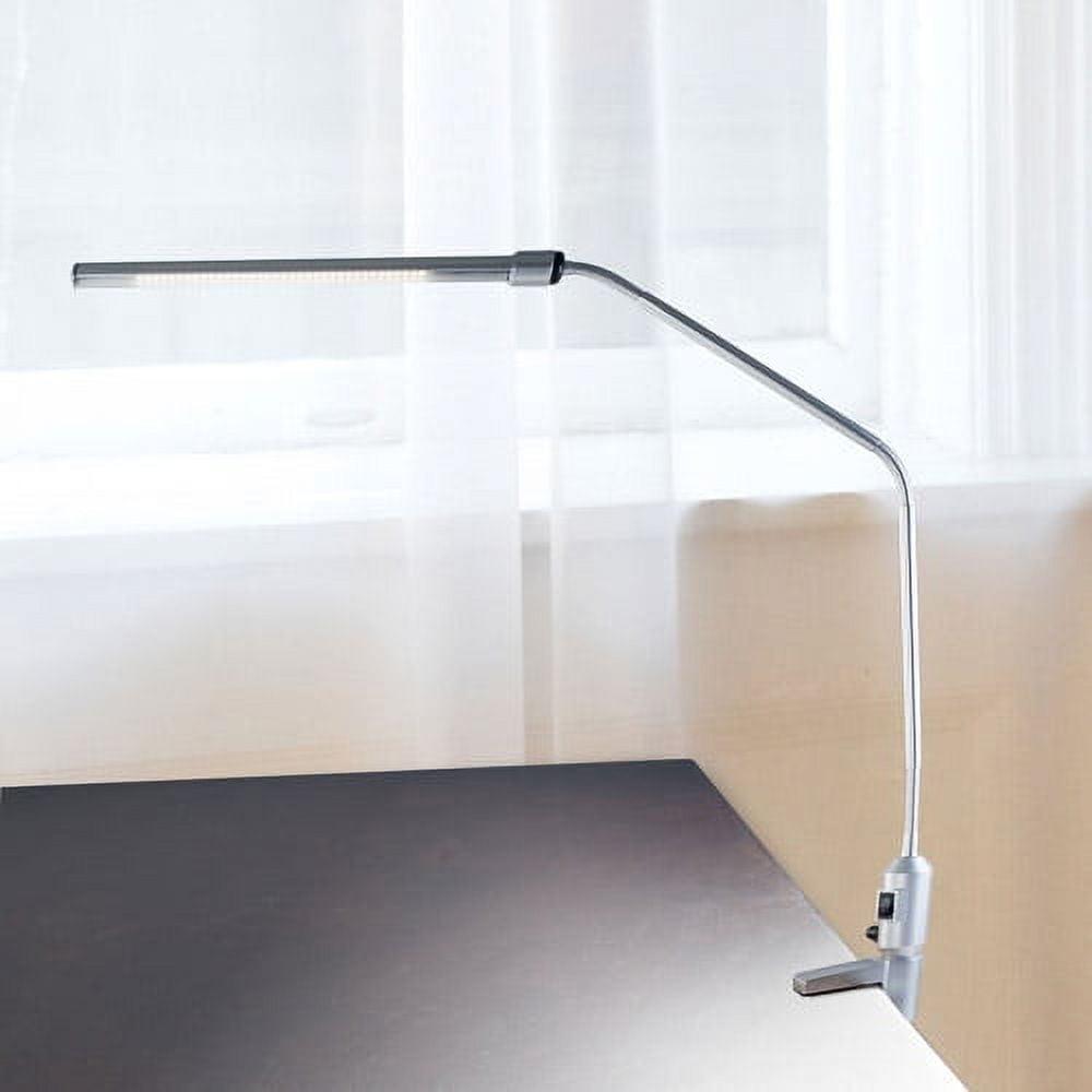 Silver Adjustable LED Clip-On Desk Lamp for Kids