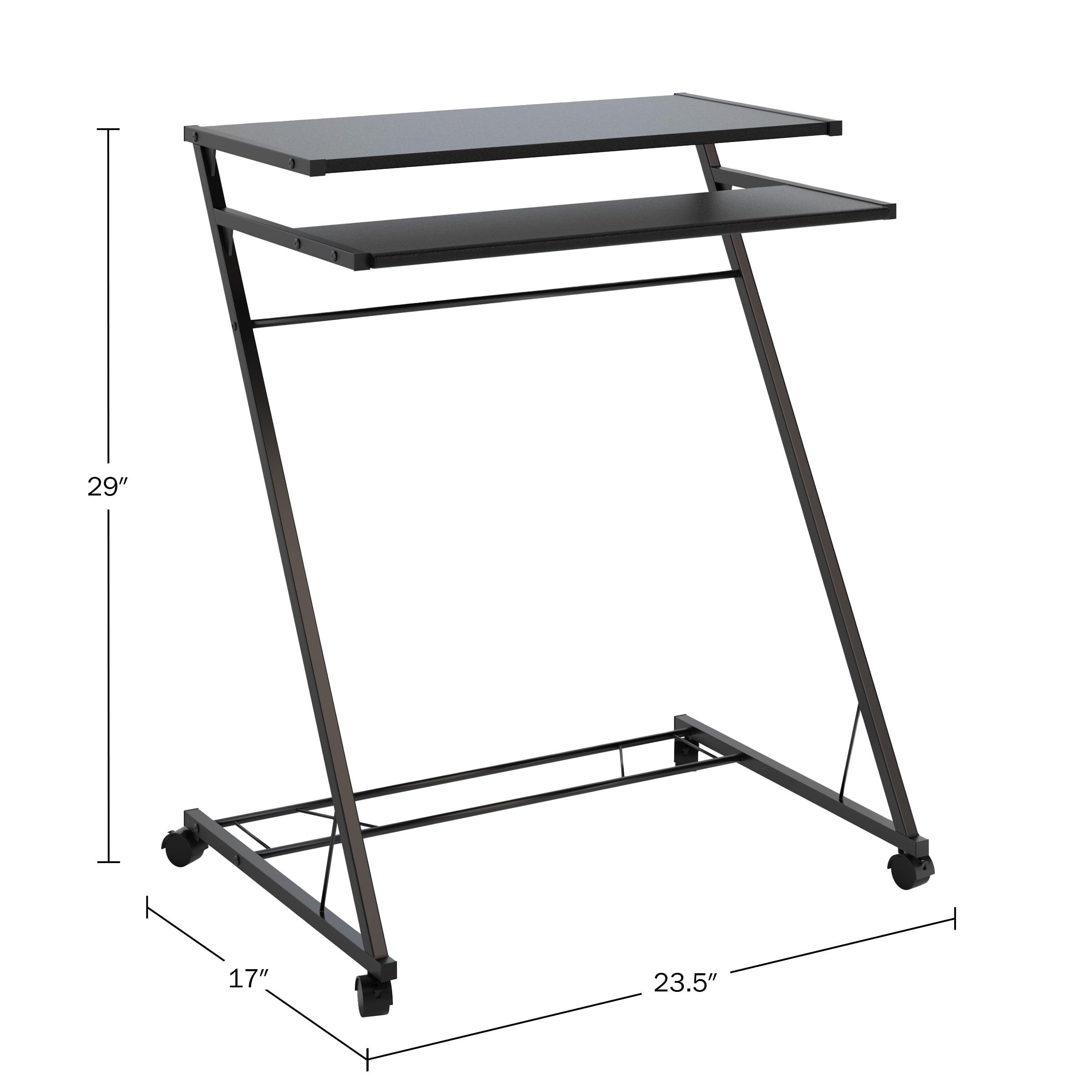 Compact Black Wood Laptop Cart Desk with Casters