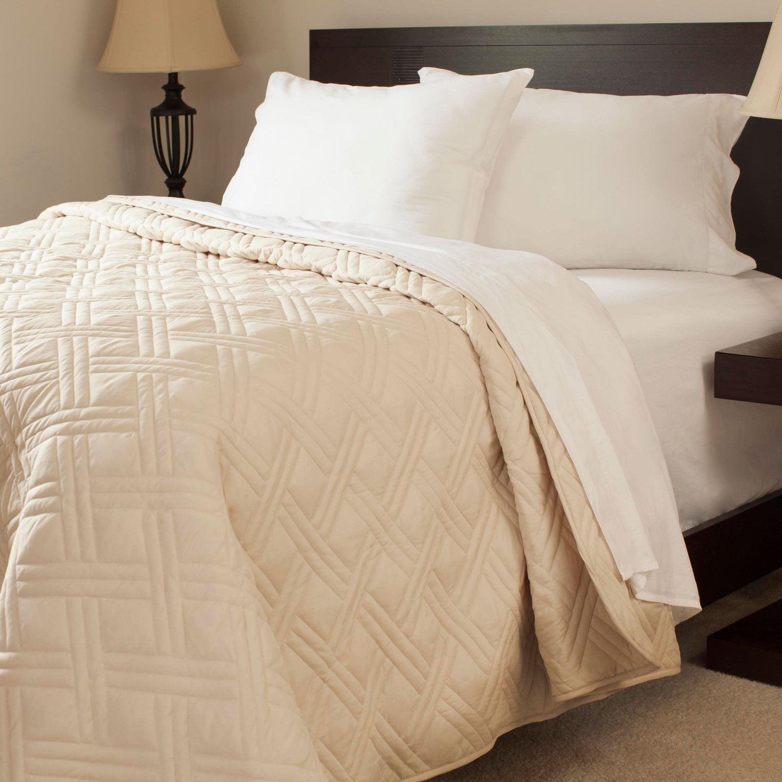 Ivory Microfiber Twin Quilted Coverlet for Adults
