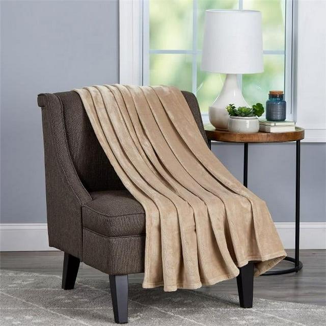 Velvet Throw Oversized Microfiber Velvet Solid Polyester Throw Blanket - Desert Tan