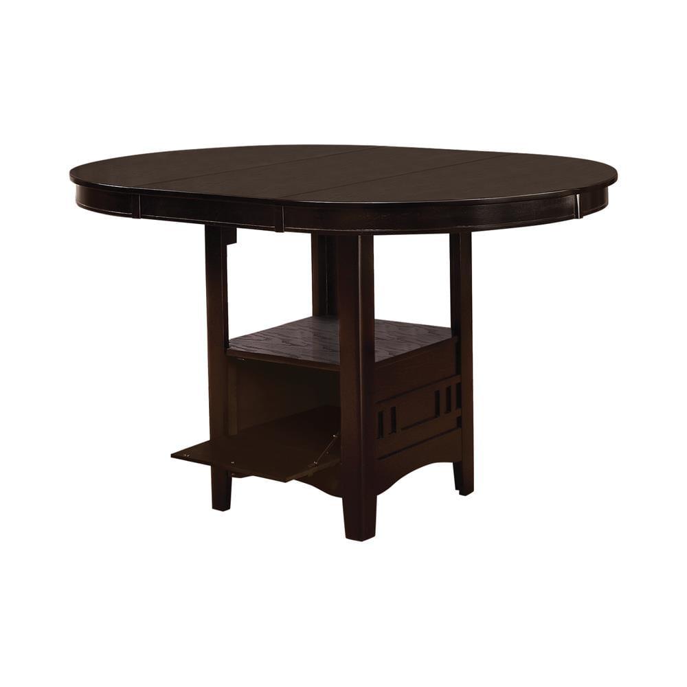 Espresso Brown Round Wood Extendable Counter Height Table