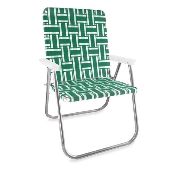 Lawn Chair USA Folding Aluminum Extra Wide Magnum Webbed Chair (Green and White Stripe, Magnum)
