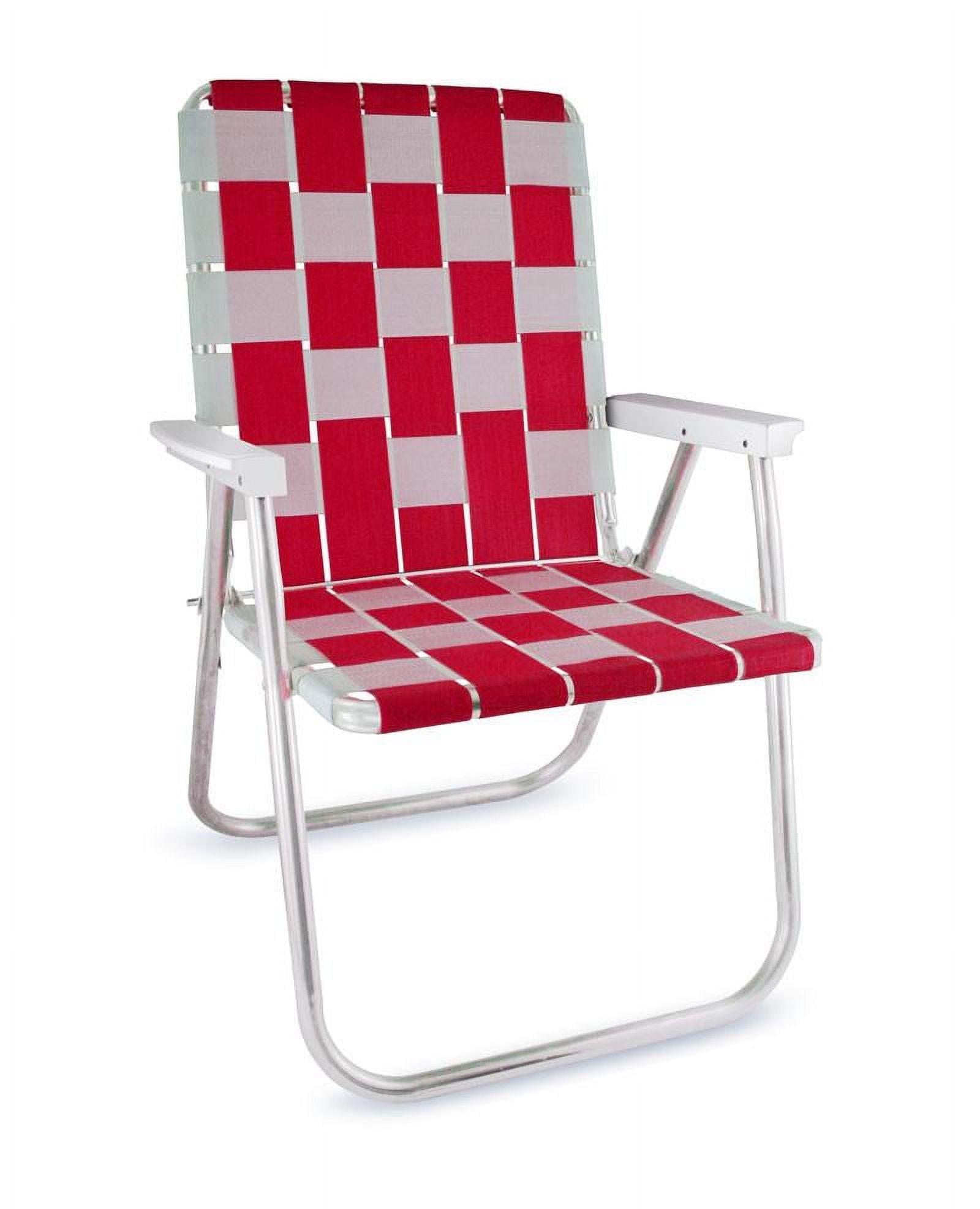 Lawn Chair USA Folding Aluminum Classic Webbed Chair (Red and White)