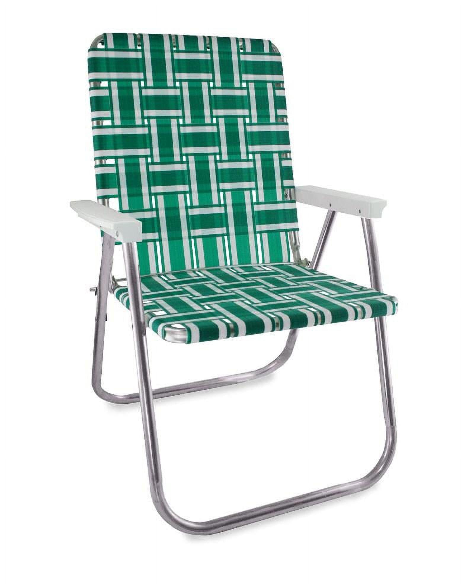 Lawn Chair USA Folding Aluminum Classic Webbed Chair (Green and White Stripe)