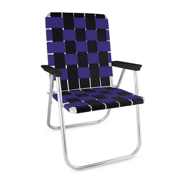 Lawn Chair USA Folding Aluminum Classic Webbed Chair (Black and Purple)