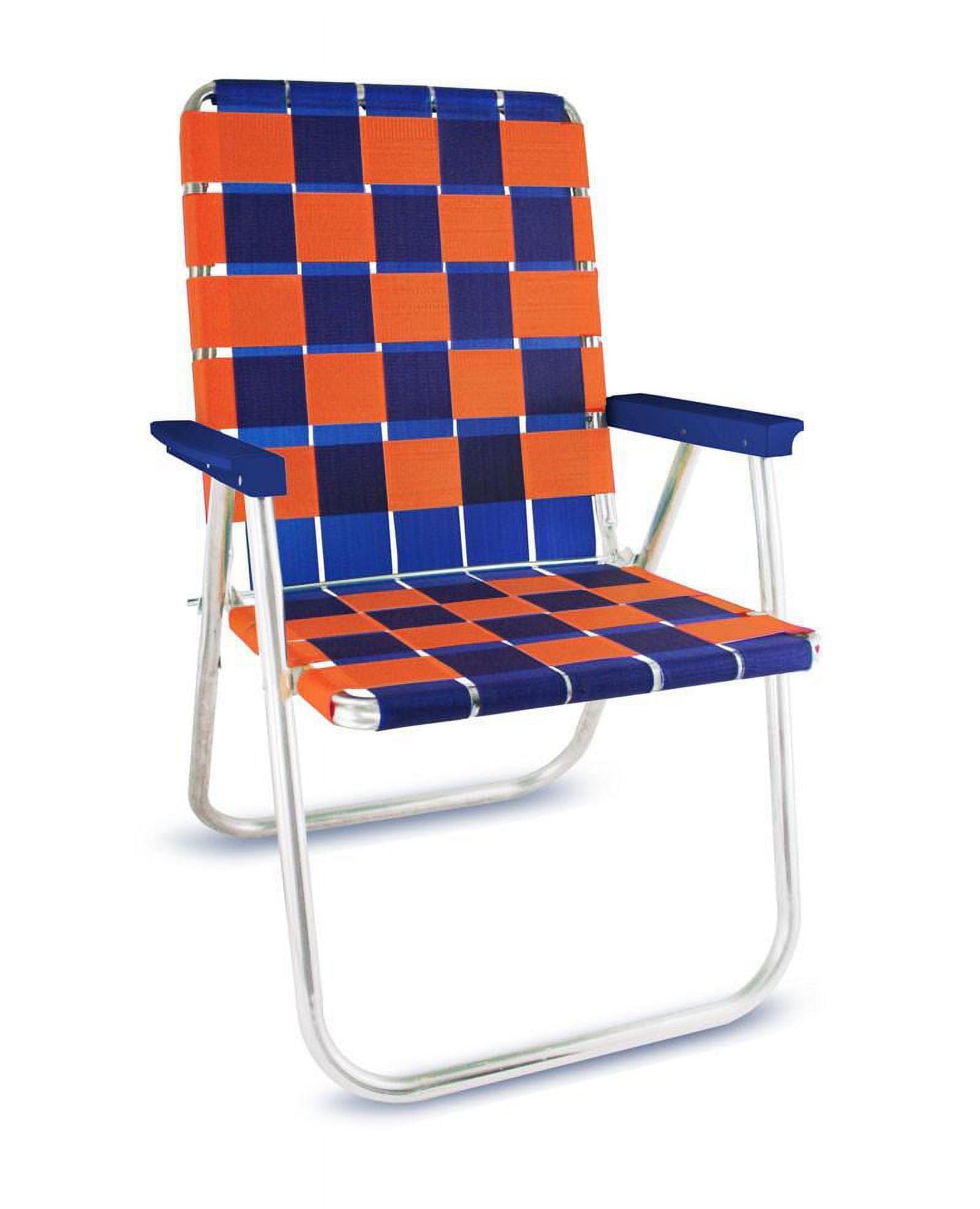 Lawn Chair USA Folding Aluminum Classic Webbed Chair (Blue and Orange)