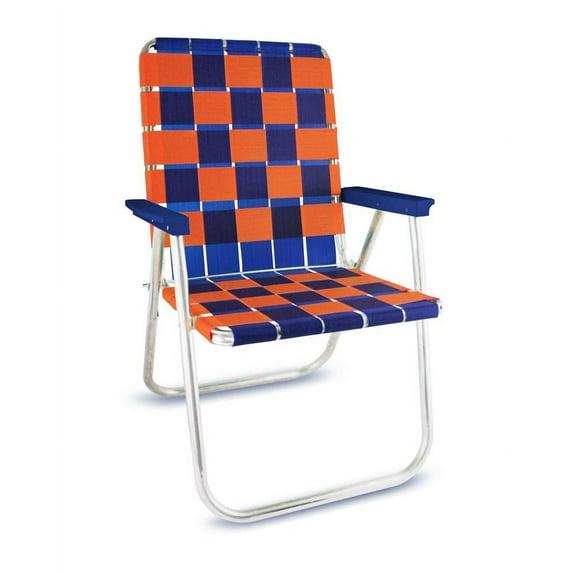 Lawn Chair USA Folding Aluminum Classic Webbed Chair (Blue and Orange)