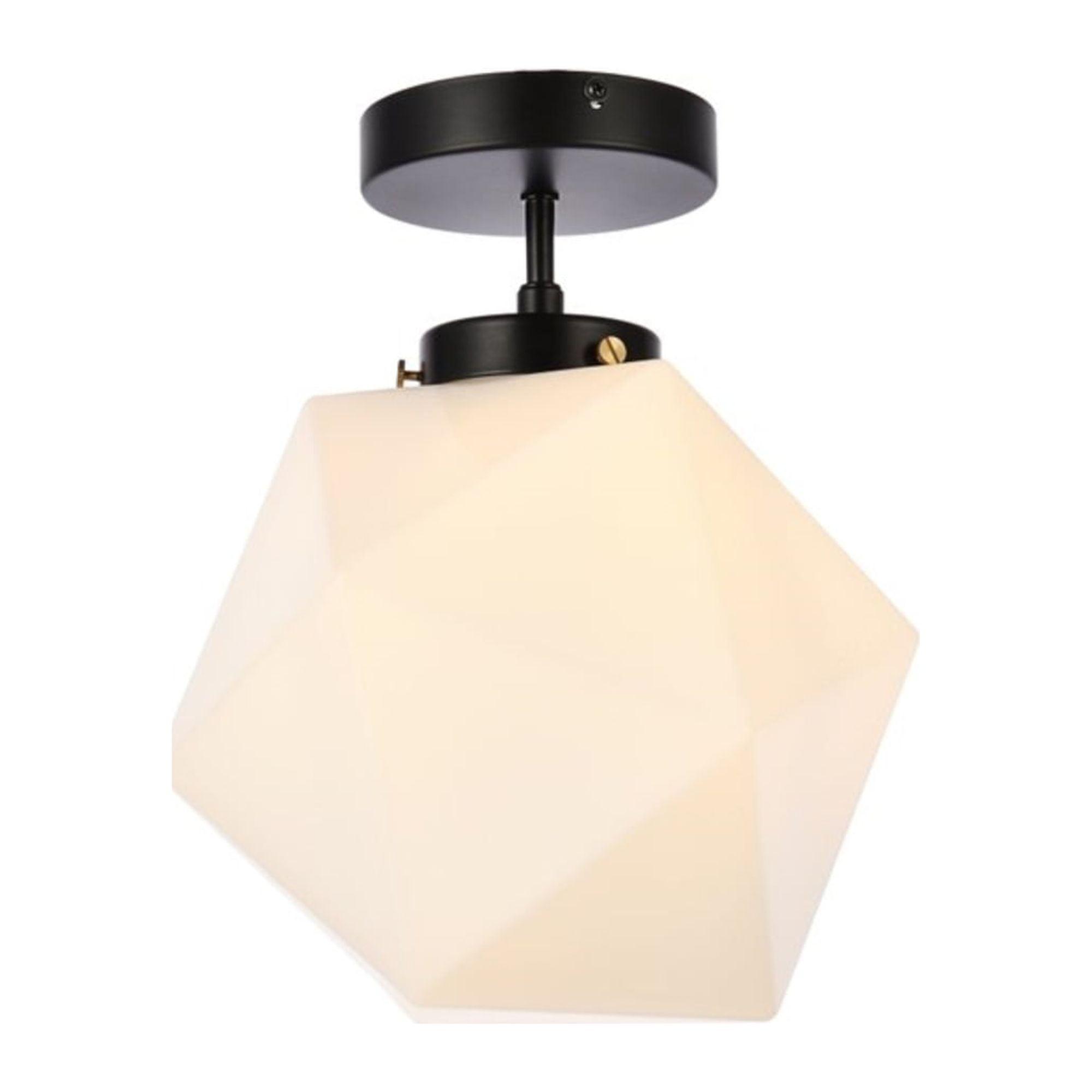 Elegant Lighting Lawrence 1 light black and white glass flush mount