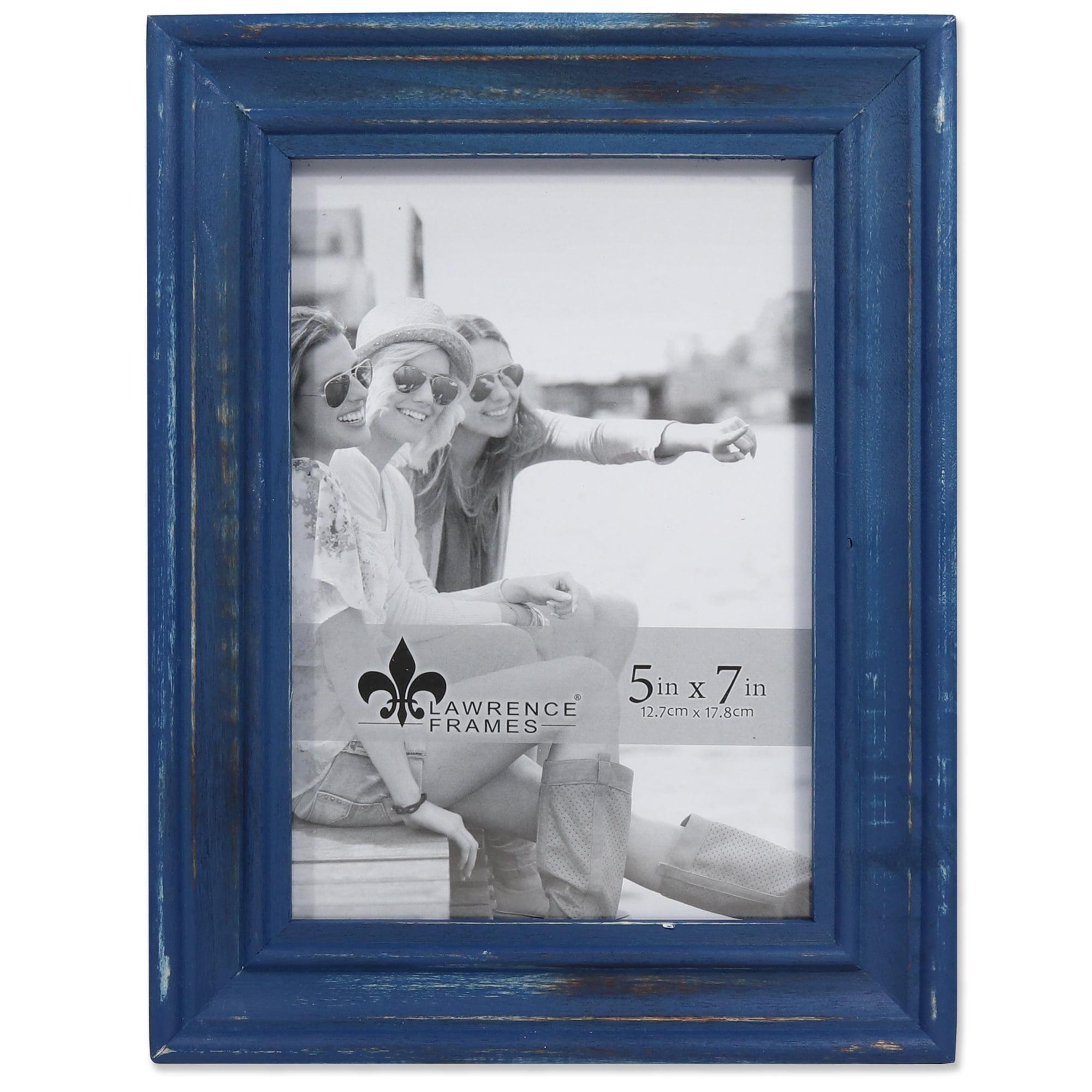 Classic 5x7 Navy Blue Hand-Finished Wood Picture Frame