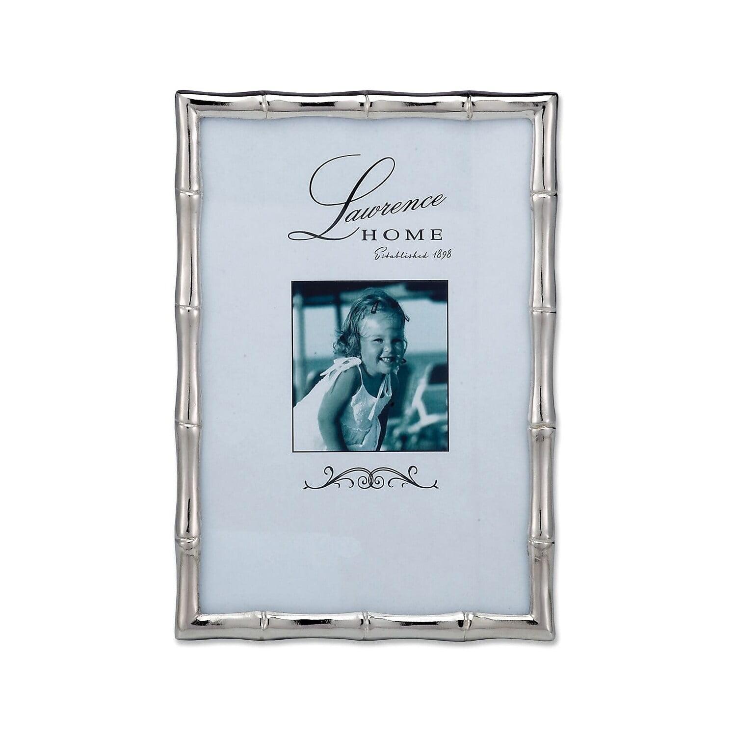 Elegant Silver Metal Bamboo 4x6 Picture Frame for Tabletop or Wall Display