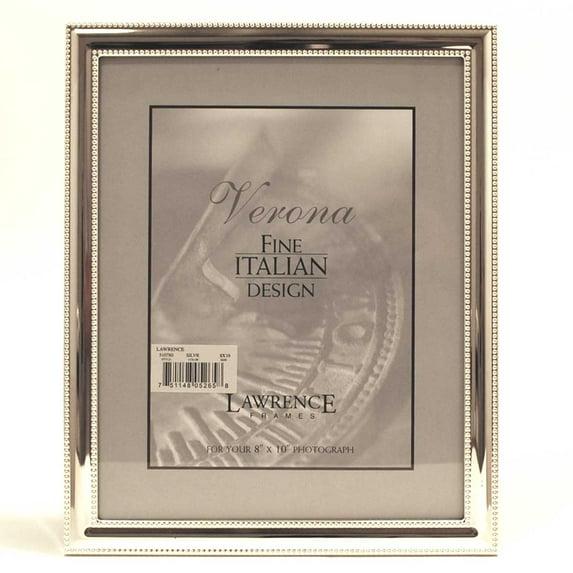 Lawrence Frames 8x10 Metal Picture Frame Silver-Plate with Delicate Beading