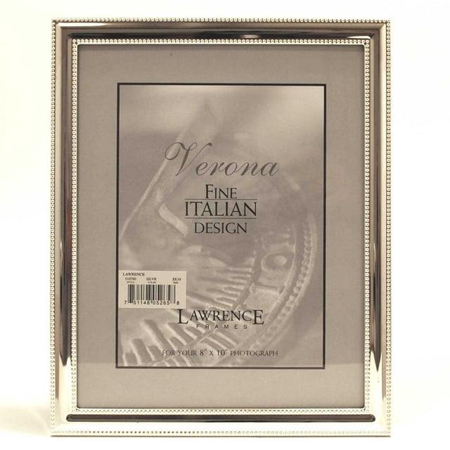 Lawrence Frames 8x10 Metal Picture Frame Silver-Plate with Delicate Beading