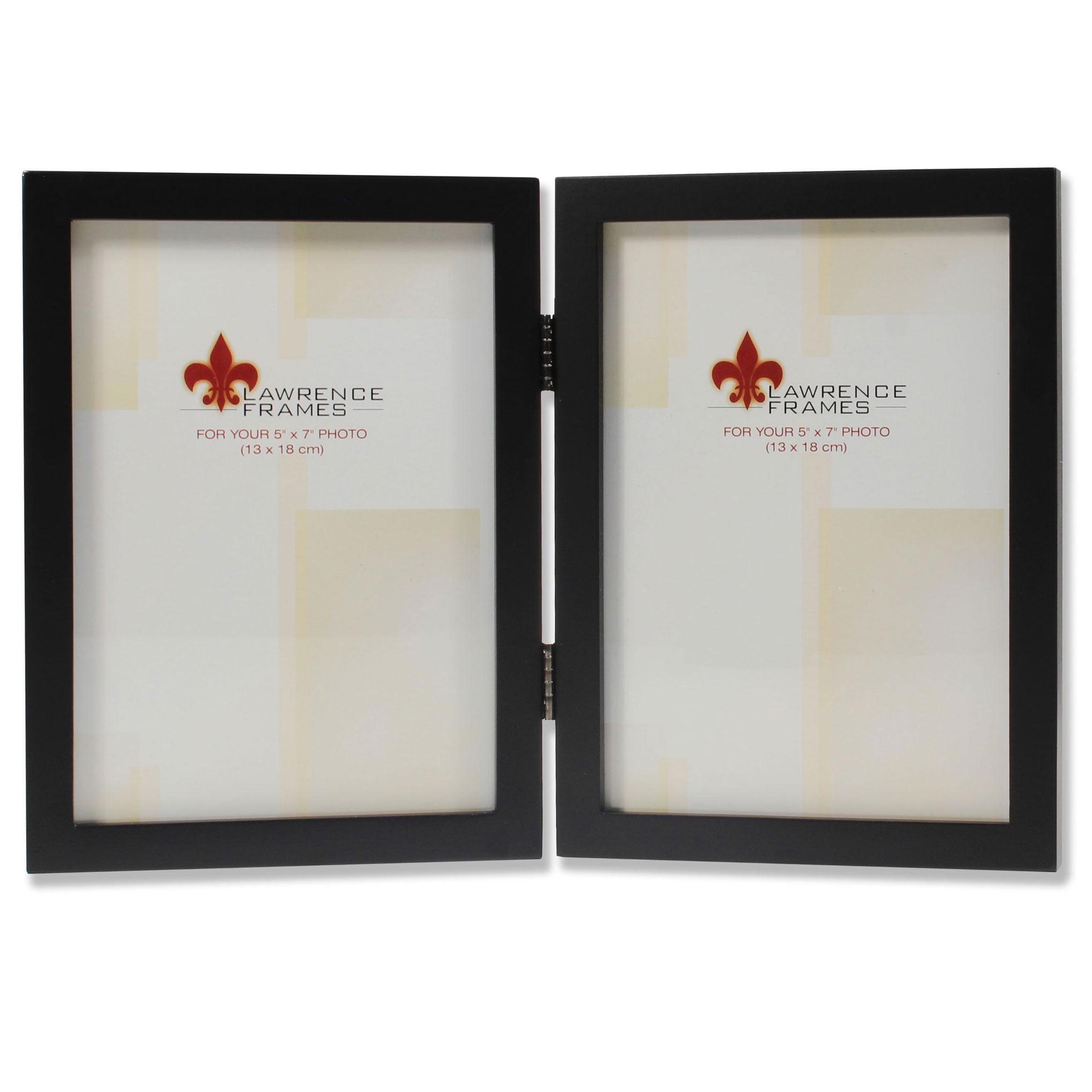 Lawrence Frames Hinged Double Black Wood Picture Frame, Gallery Collection, 5 by 7-Inch