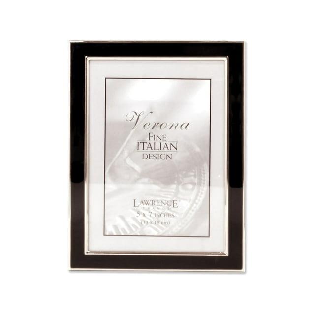 Lawrence Frames Silver Plated 5x7 Metal with Black Enamel Picture Frame