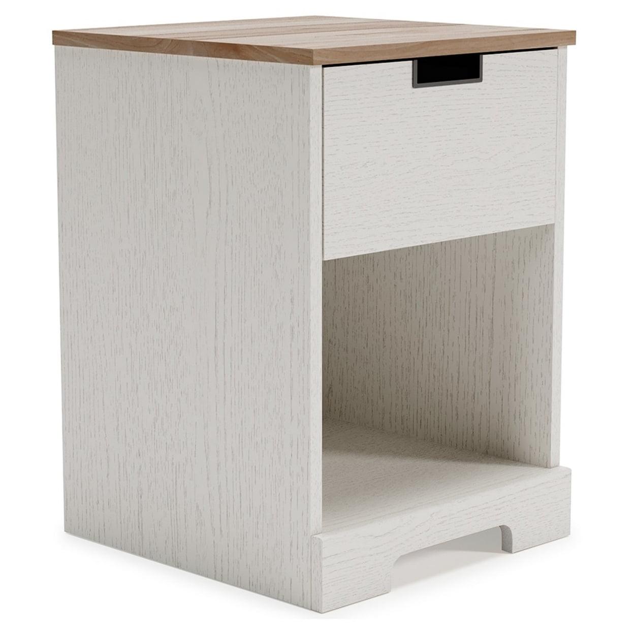 Layla Modern 20" Nightstand with Gliding Drawer in Brown and White