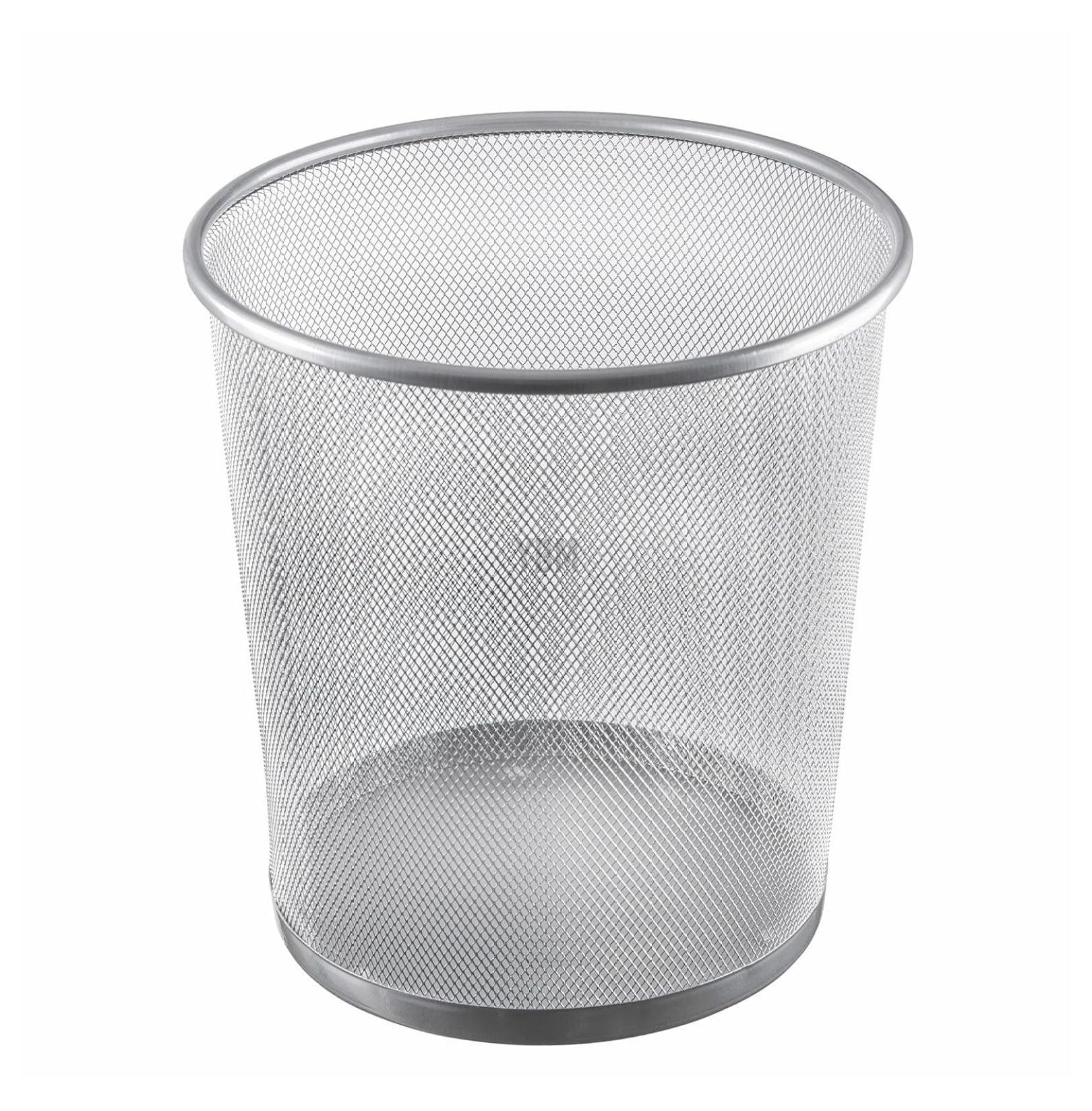 Silver Mesh Steel Office Wastebasket Trash Can, 4.75 Gallon