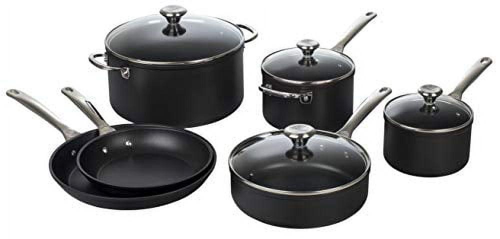 10-Piece Black Aluminum Non-Stick Cookware Set