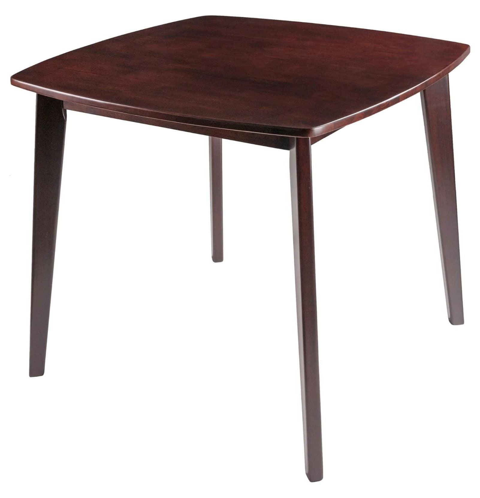 Transitional Square Walnut Dining Table with Tapered Legs