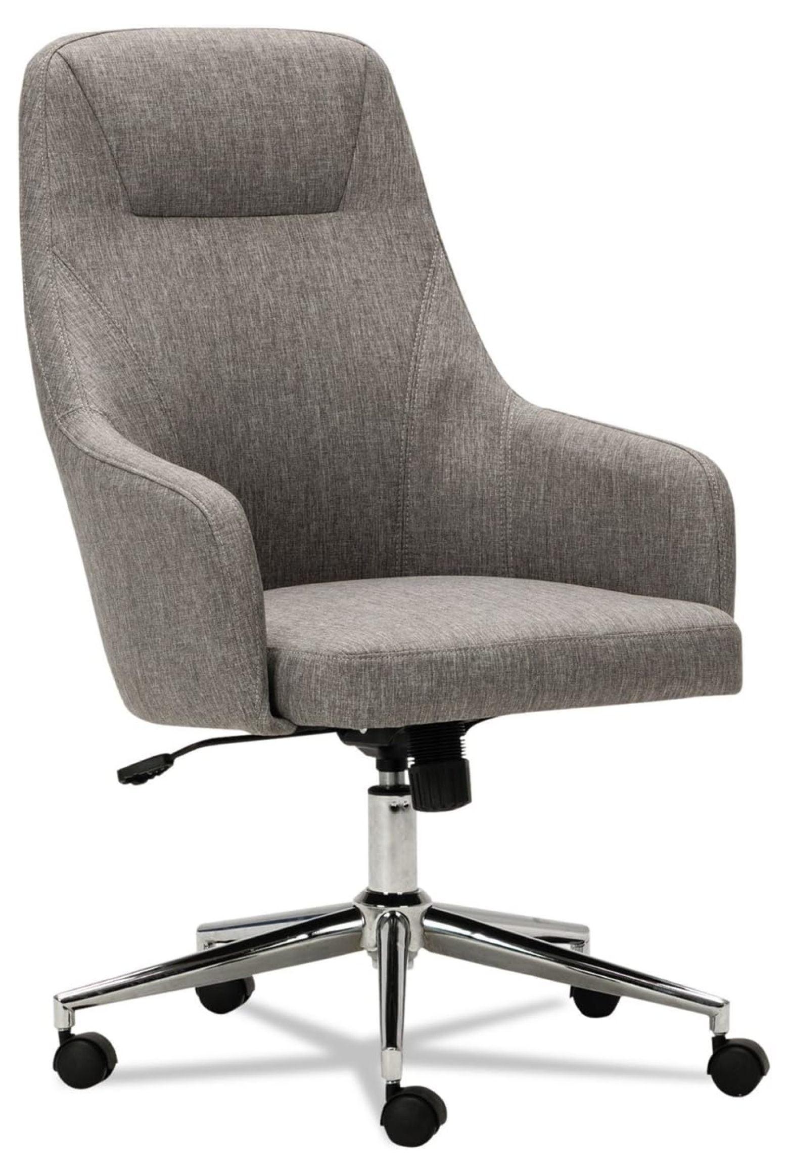 Modern High-Back Swivel Office Chair with Gray Tweed Fabric