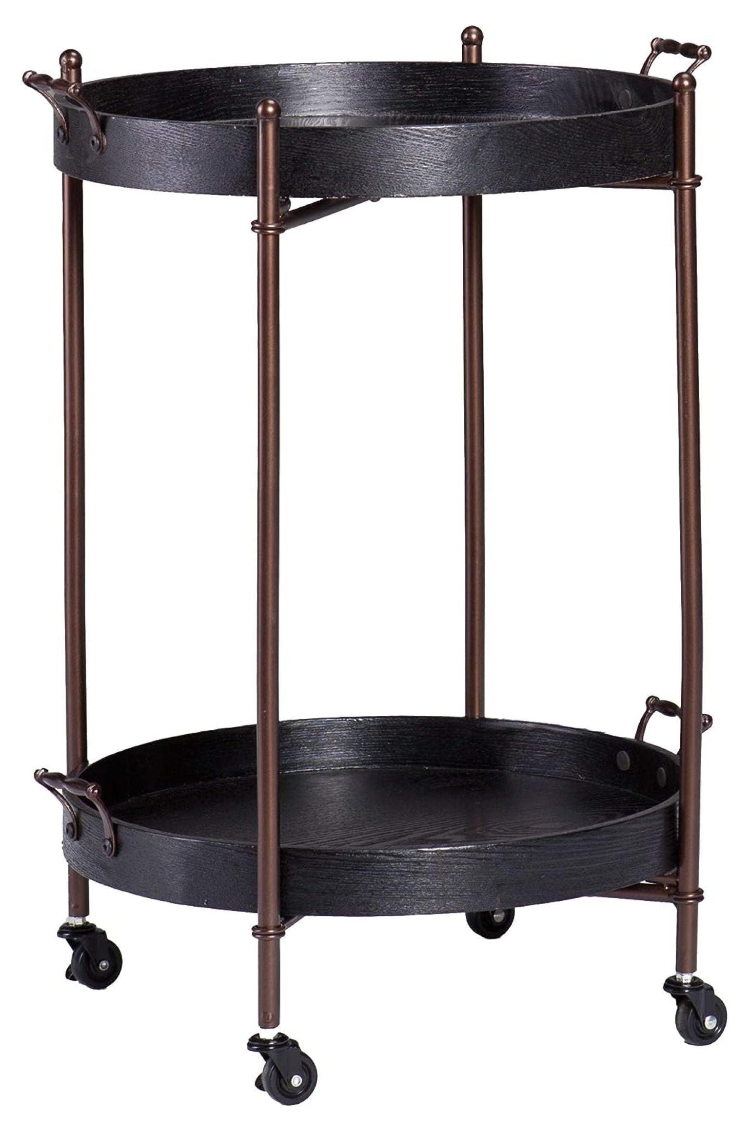 Alfred Aged Bronze Two-Tier Round Butler Table in Black