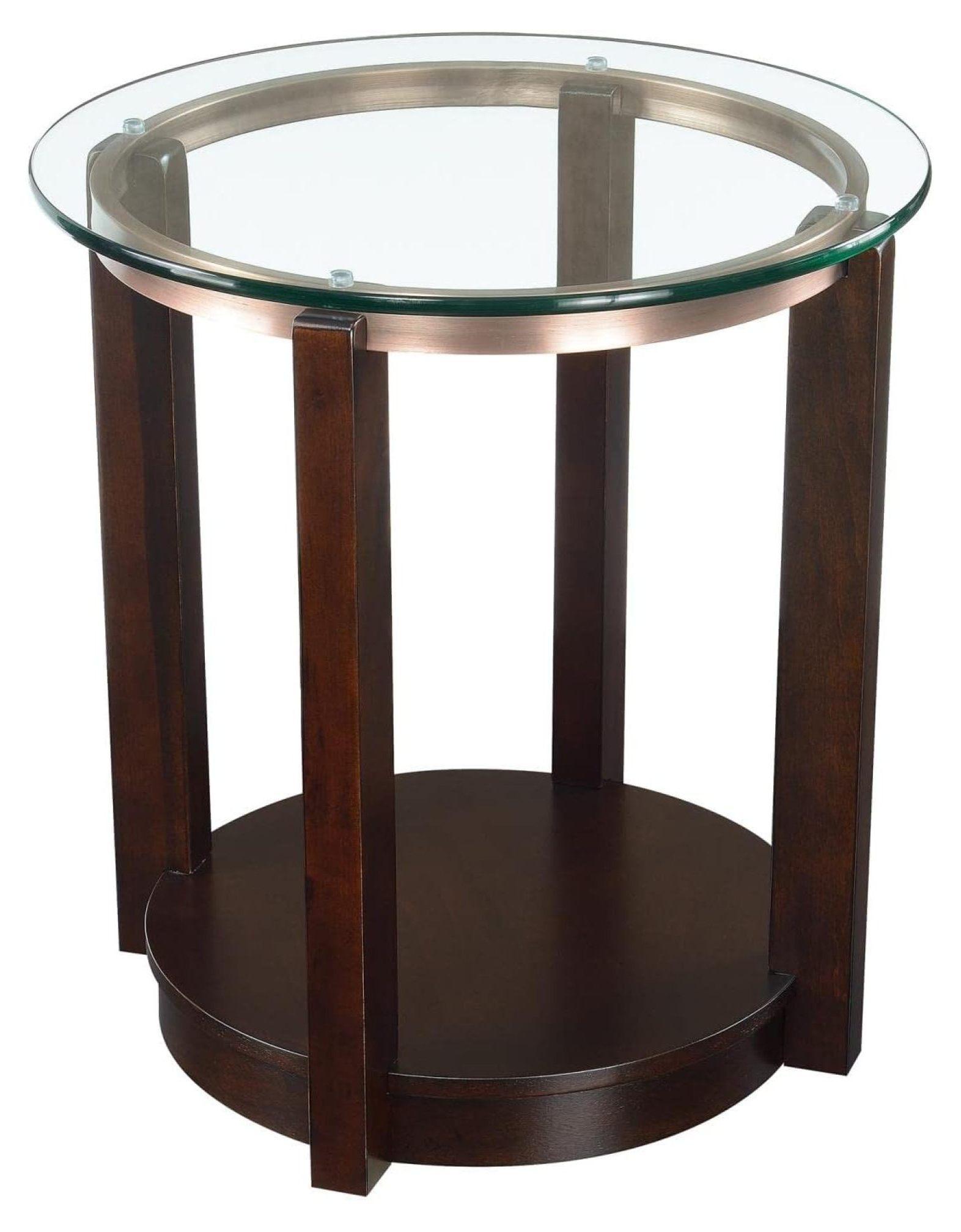 Picket House Furnishings Benton End Table Espresso: Modern Round Glass Top, Wood Frame, Spot Clean